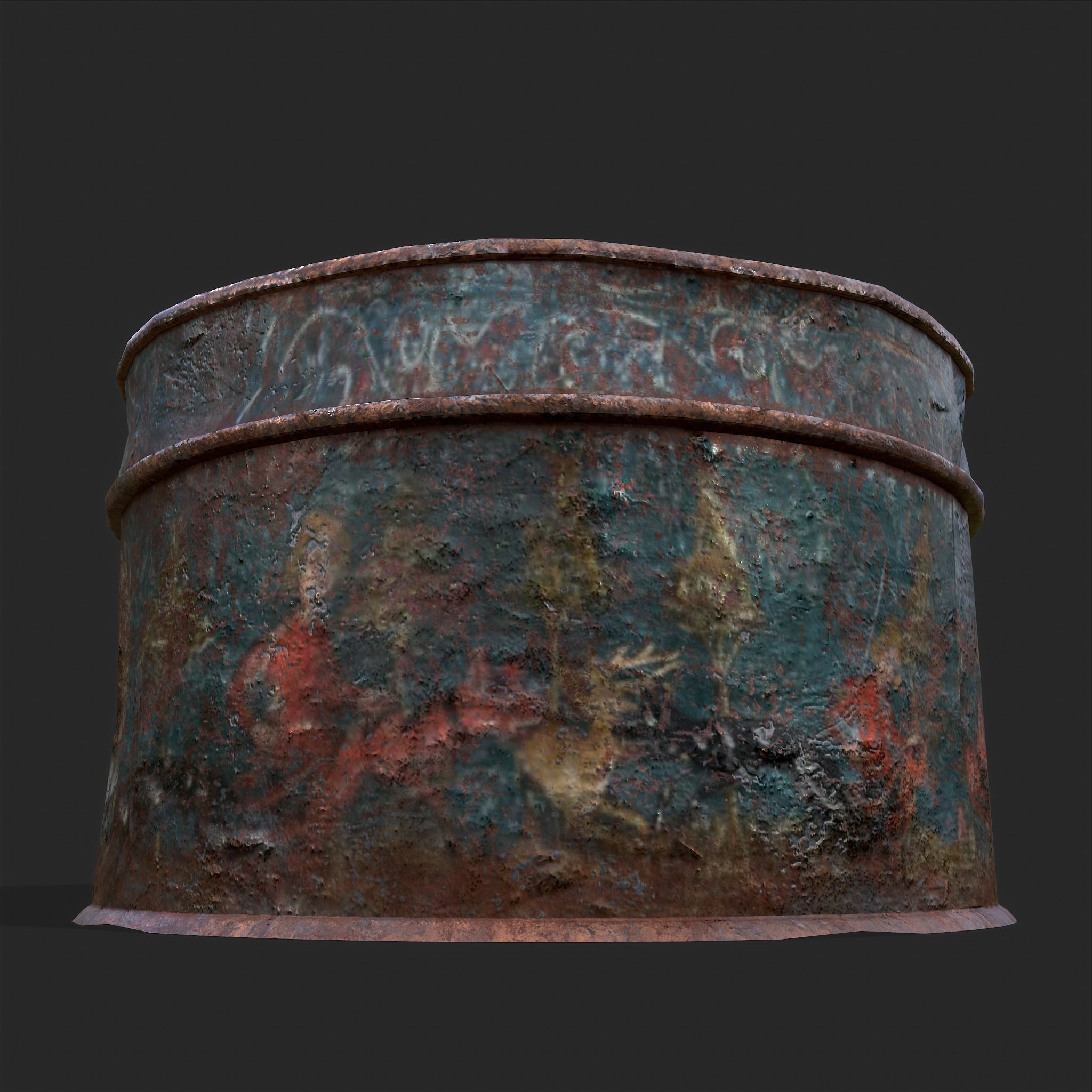 Medieval Circular Container Low-poly 3D model_21