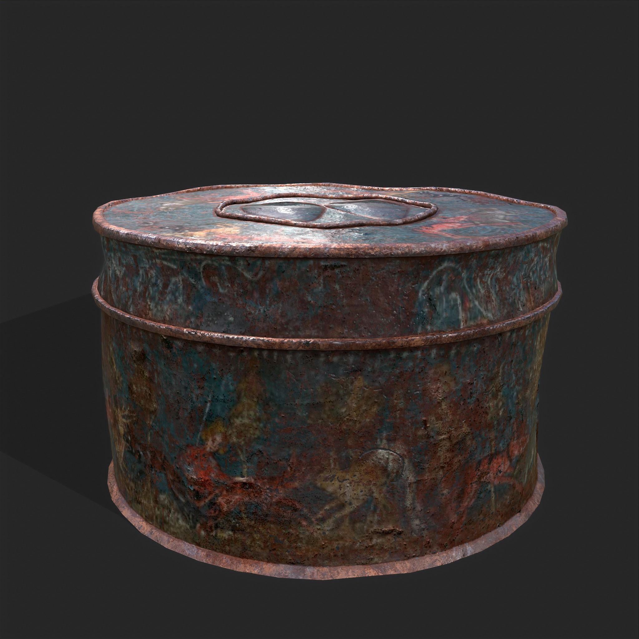 Medieval Circular Container Low-poly 3D model_2