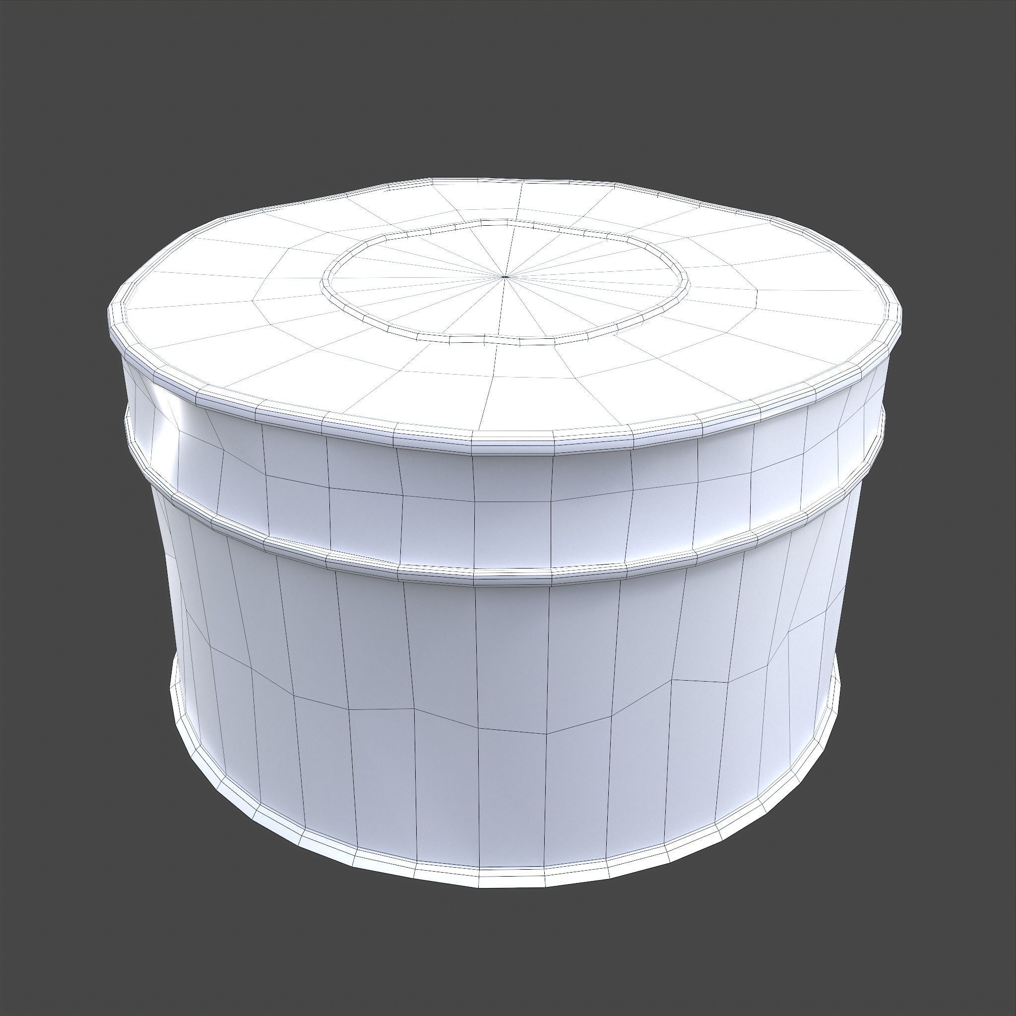 Medieval Circular Container Low-poly 3D model_32