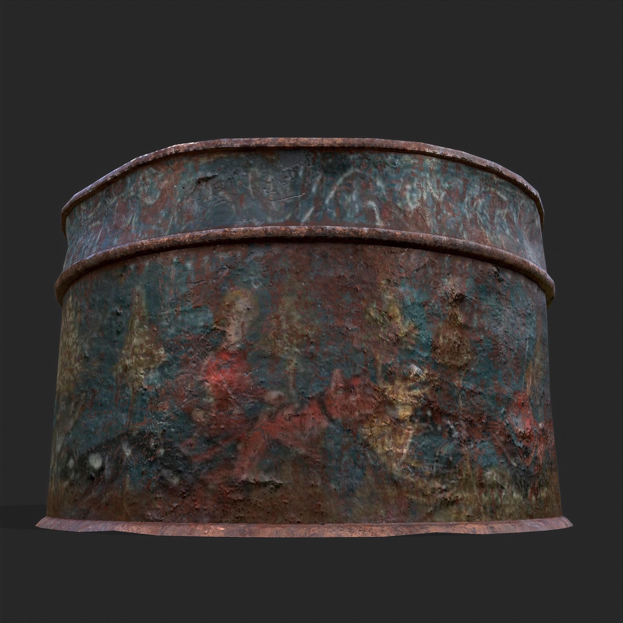 Medieval Circular Container Low-poly 3D model_17