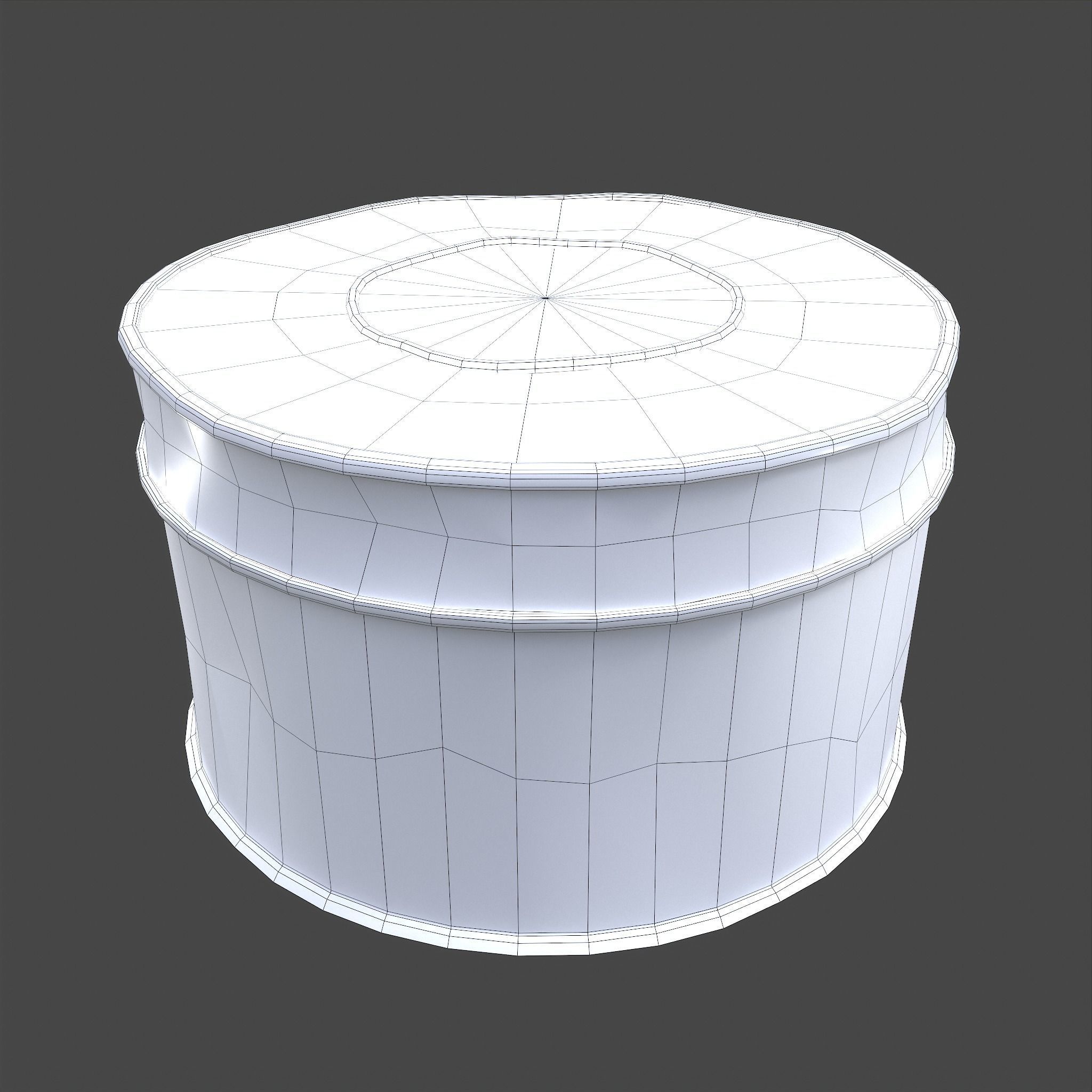 Medieval Circular Container Low-poly 3D model_33