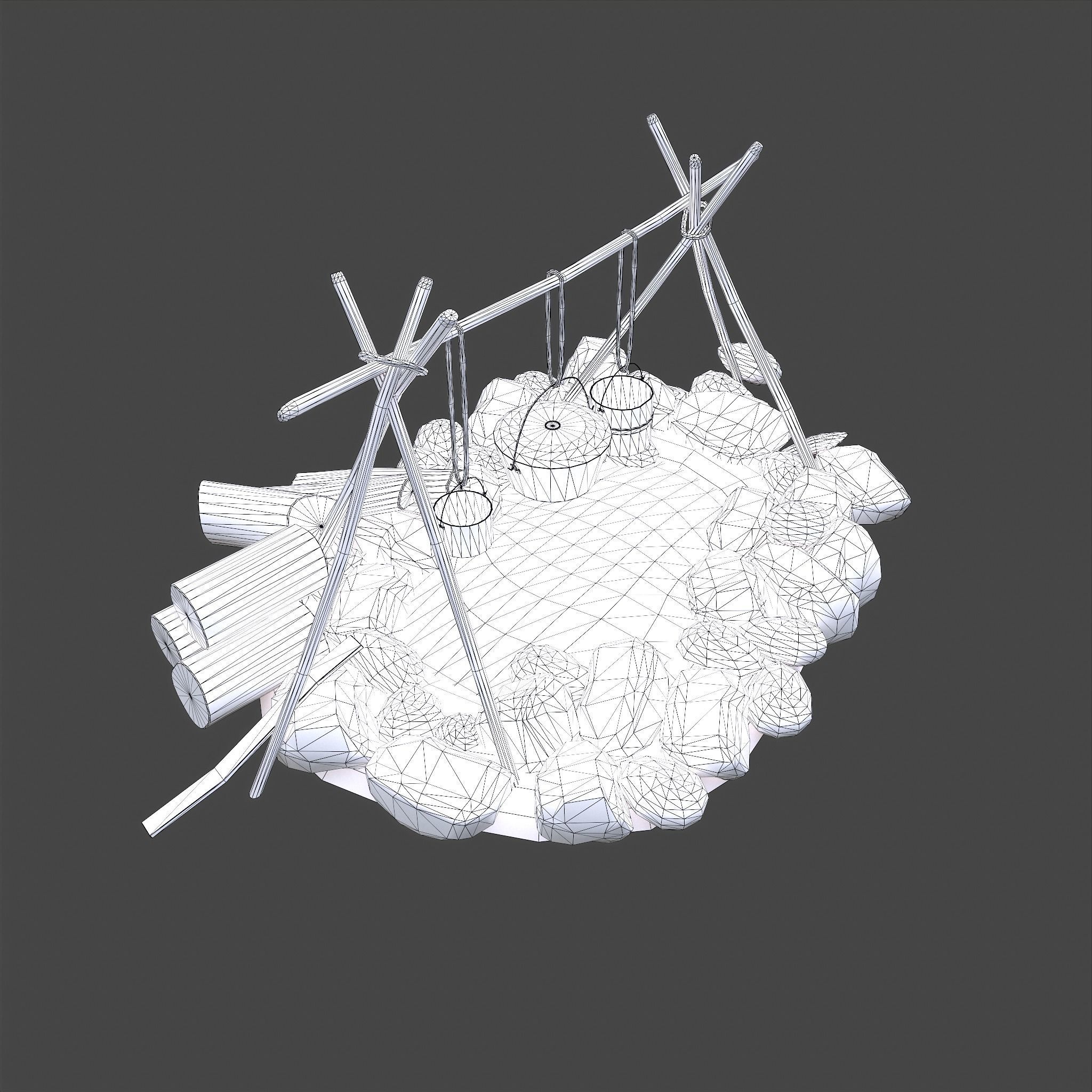 Camping Fire Pit  Low-poly 3D model_25