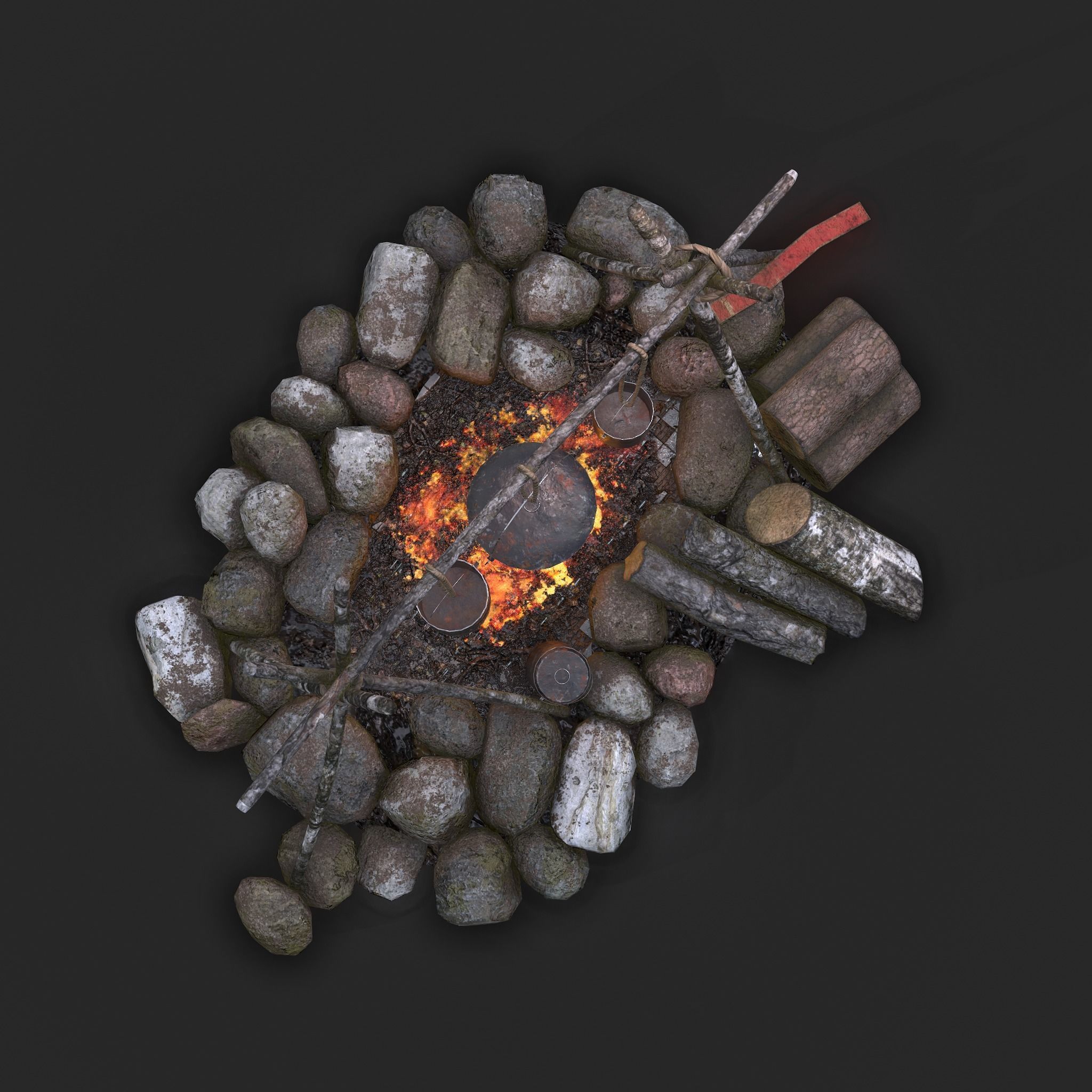 Camping Fire Pit  Low-poly 3D model_24