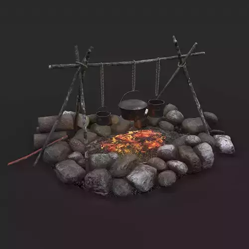 Camping Fire Pit  Low-poly 3D model