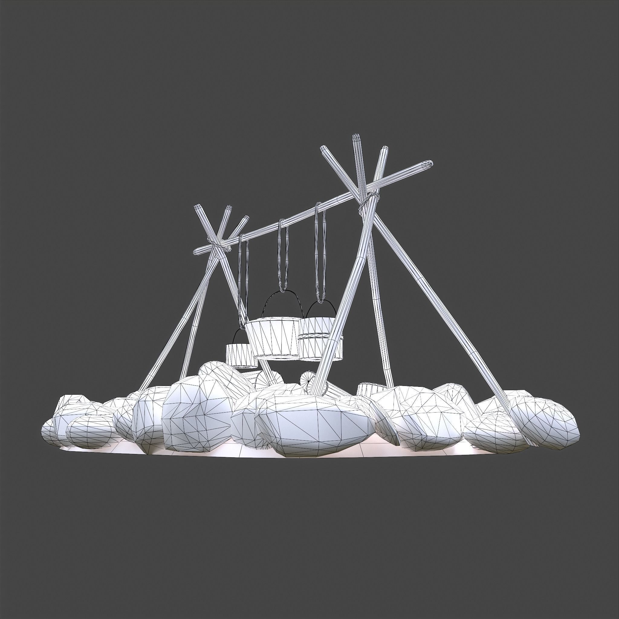 Camping Fire Pit  Low-poly 3D model_45