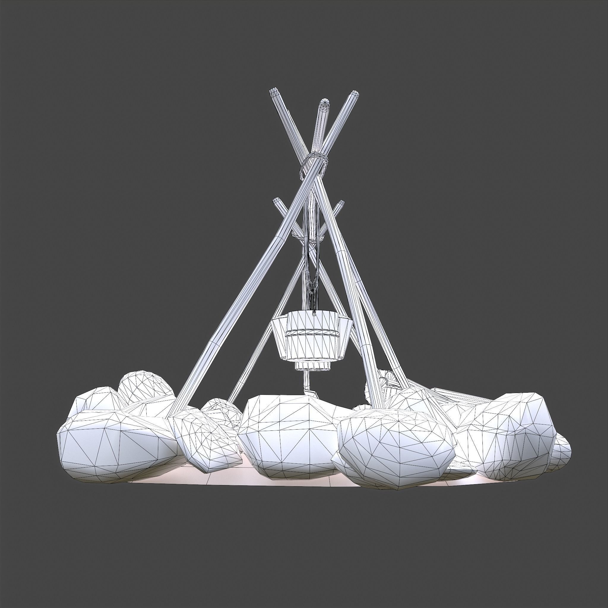 Camping Fire Pit  Low-poly 3D model_38