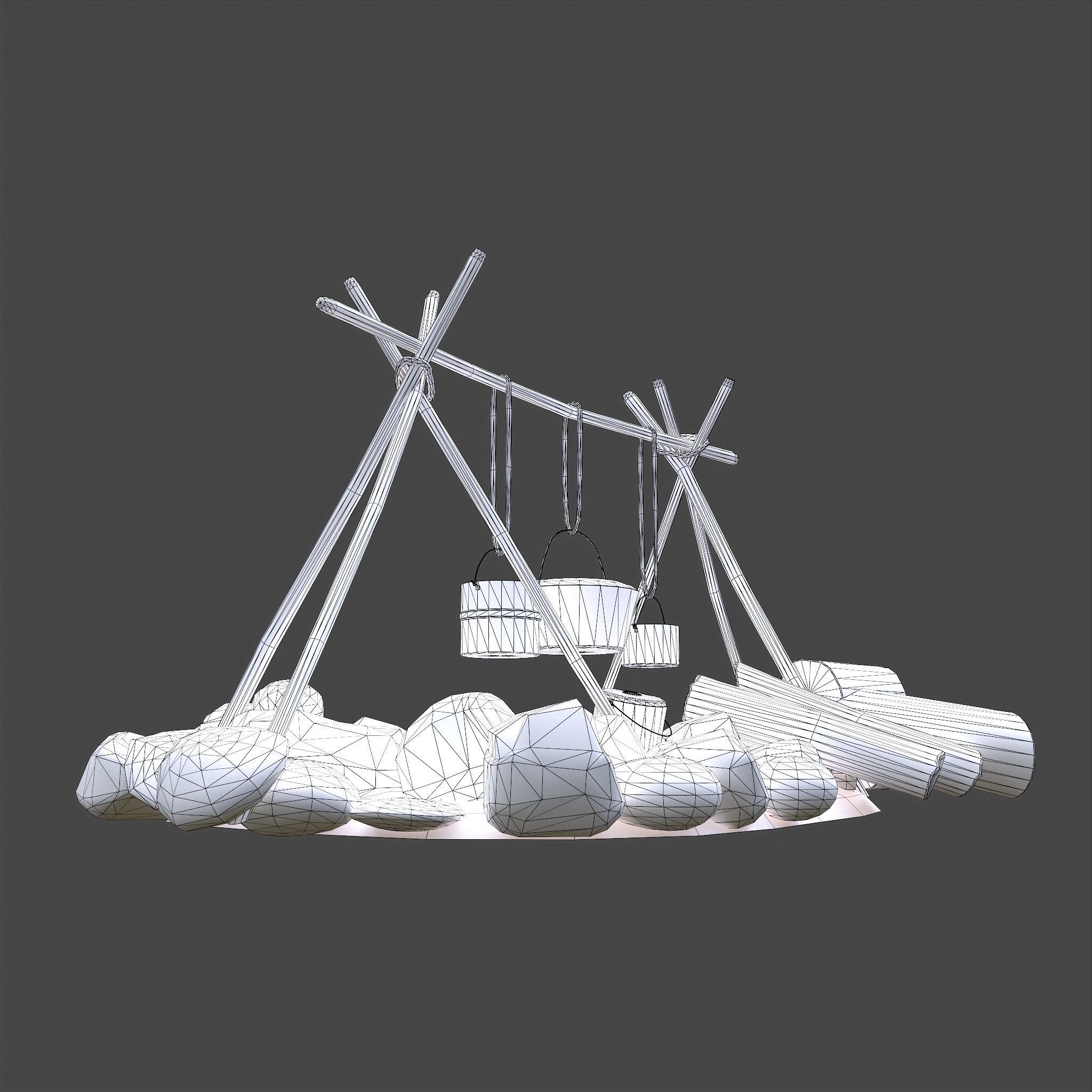 Camping Fire Pit  Low-poly 3D model_39