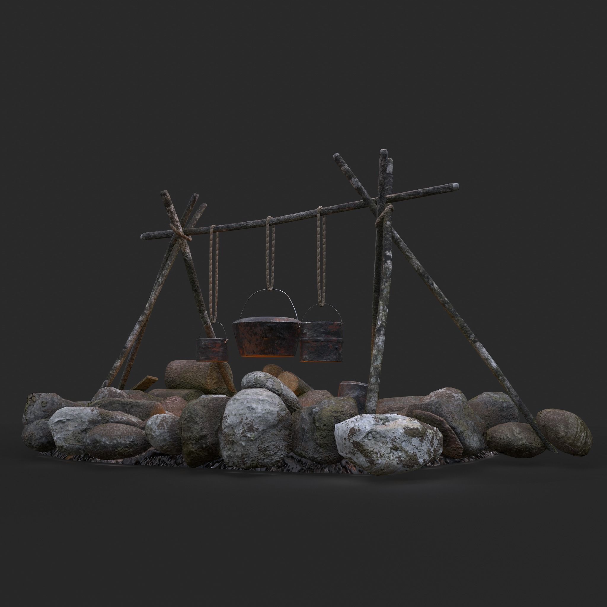 Camping Fire Pit  Low-poly 3D model_19