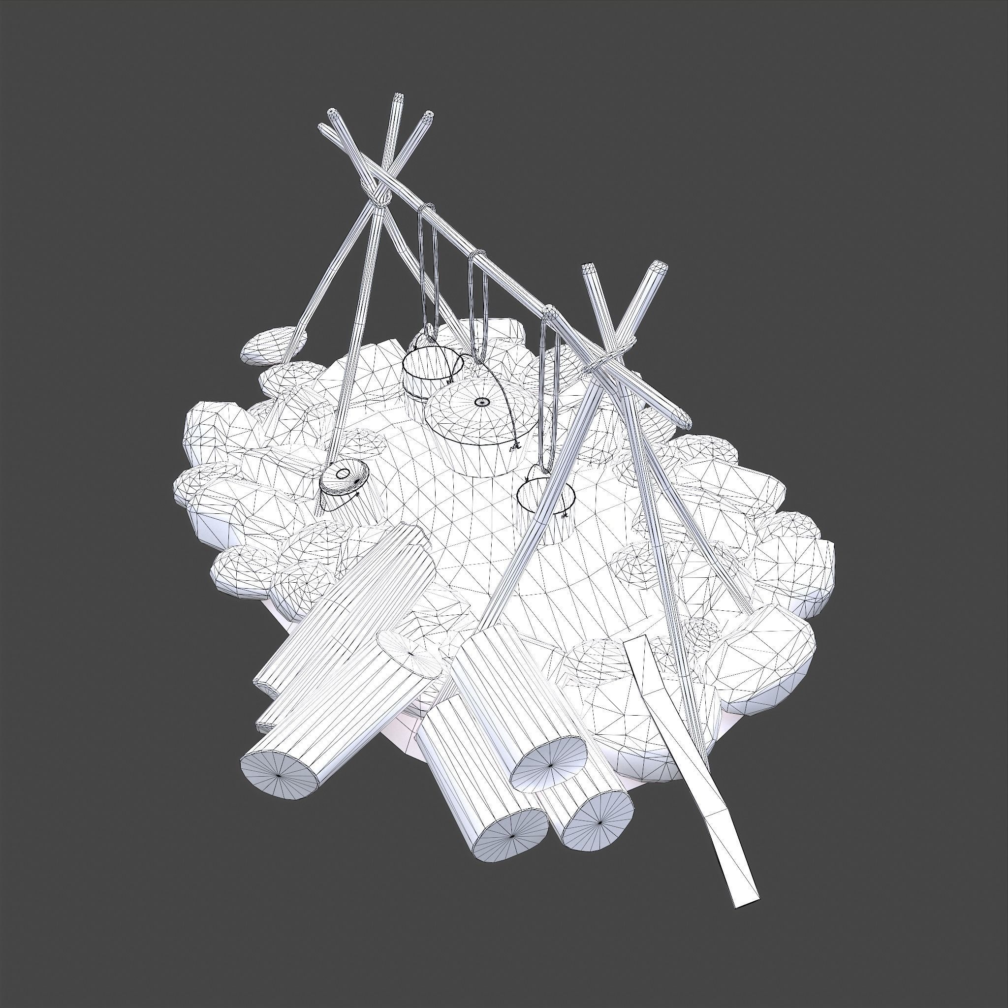 Camping Fire Pit  Low-poly 3D model_30