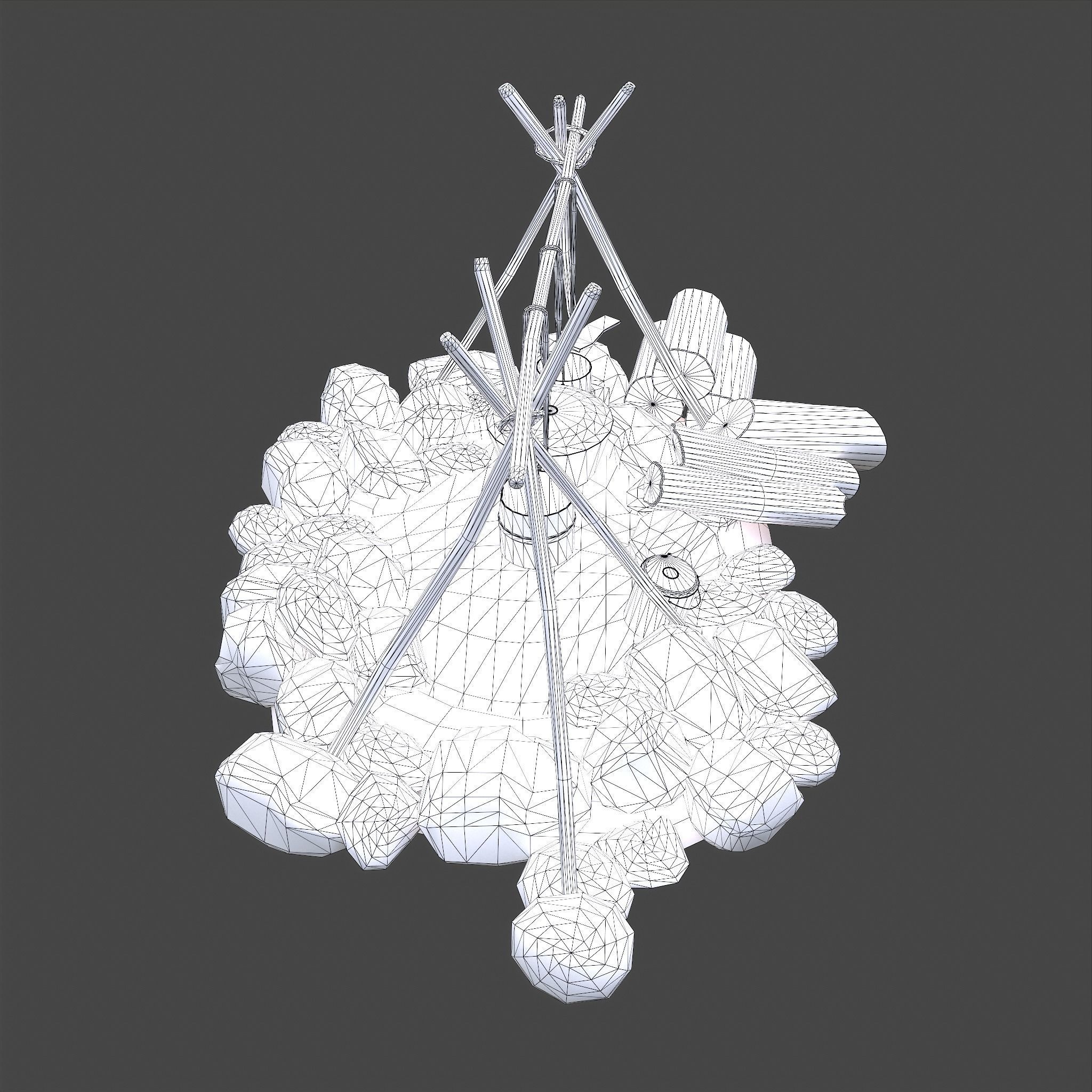 Camping Fire Pit  Low-poly 3D model_27