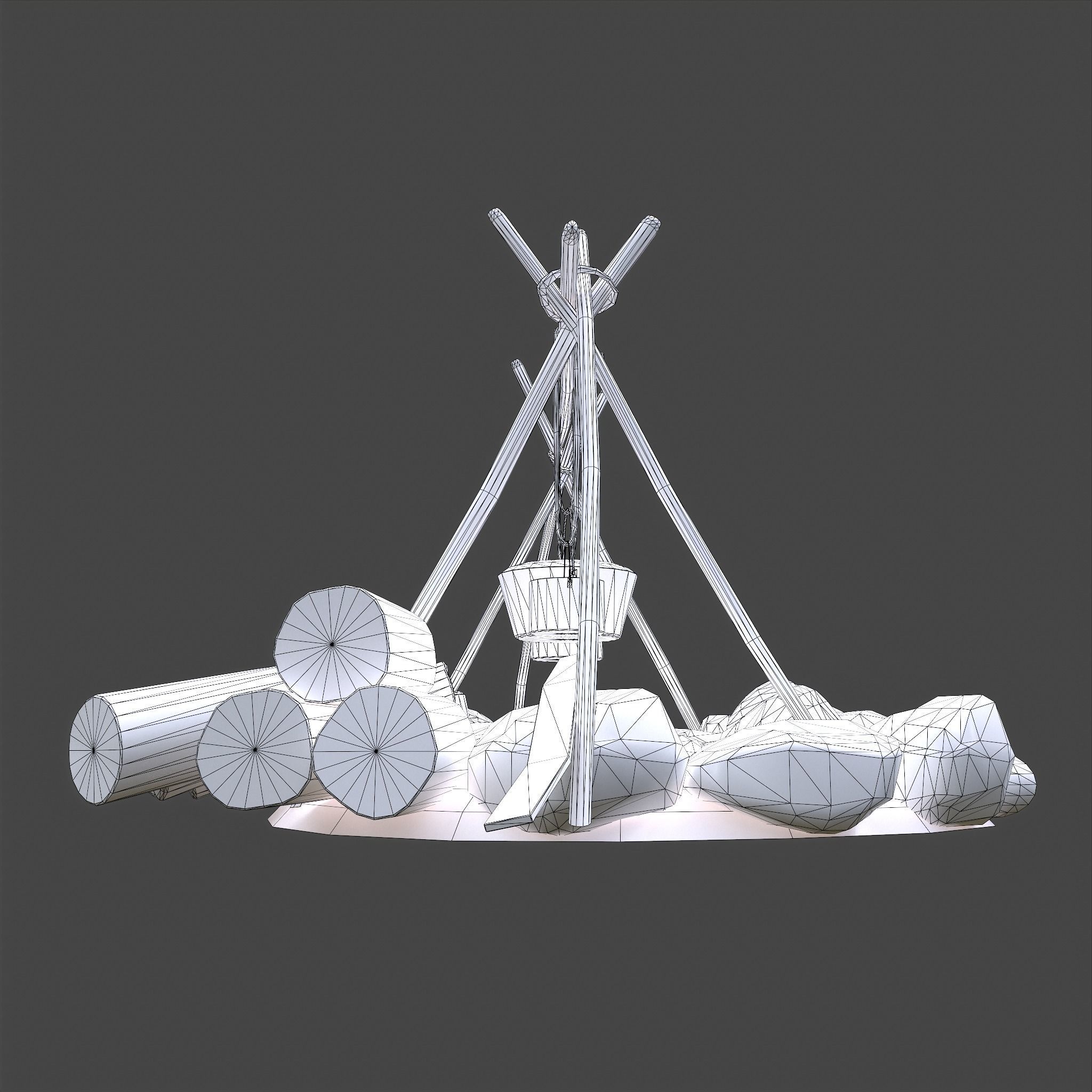 Camping Fire Pit  Low-poly 3D model_42