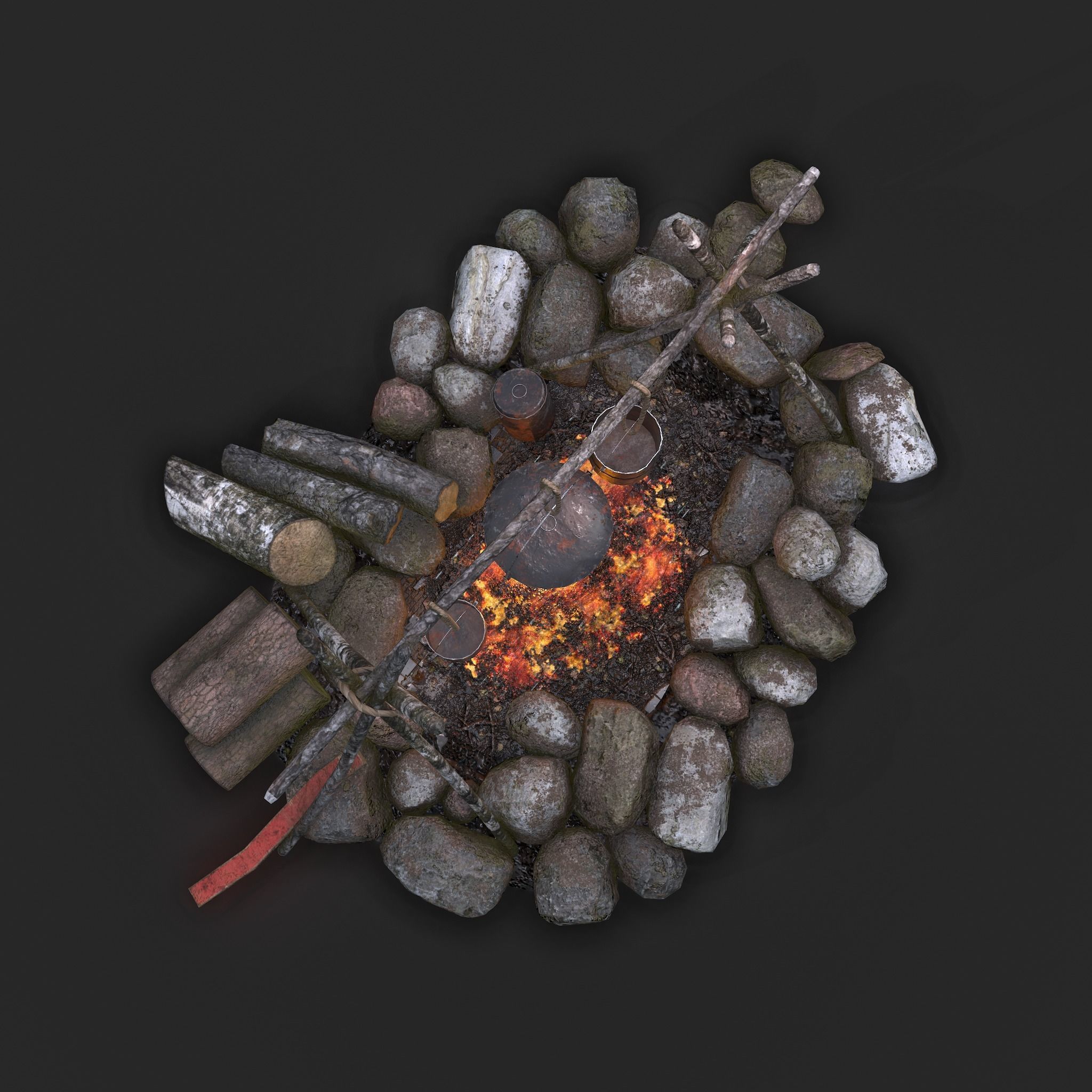 Camping Fire Pit  Low-poly 3D model_23