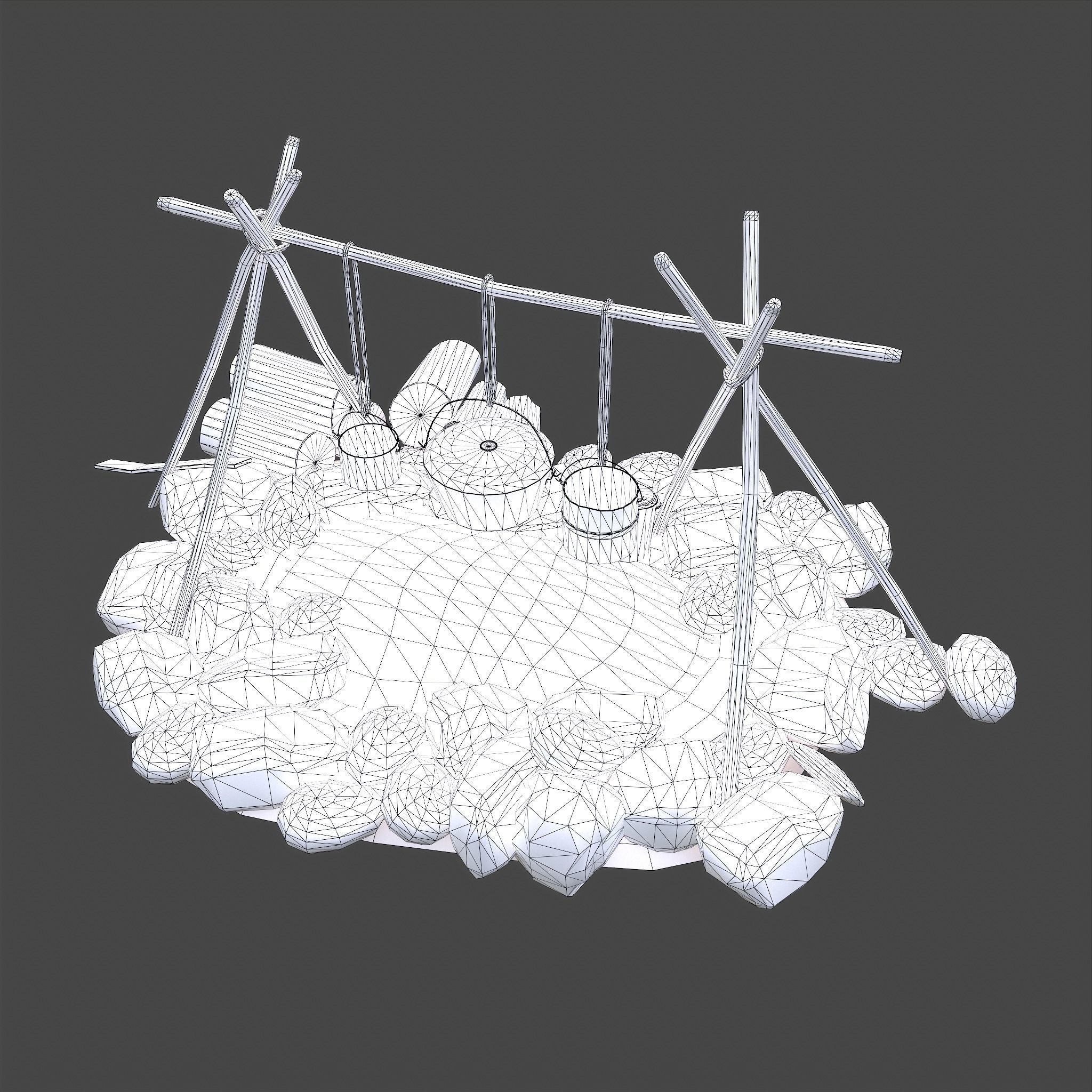 Camping Fire Pit  Low-poly 3D model_44