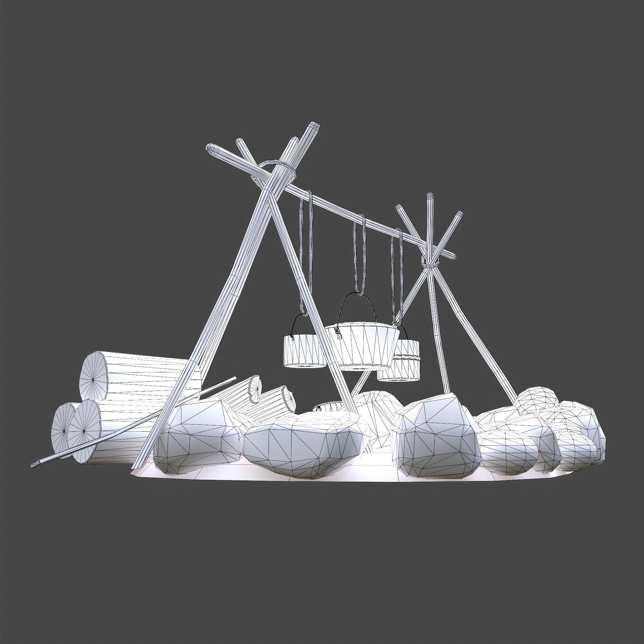 Camping Fire Pit  Low-poly 3D model_47