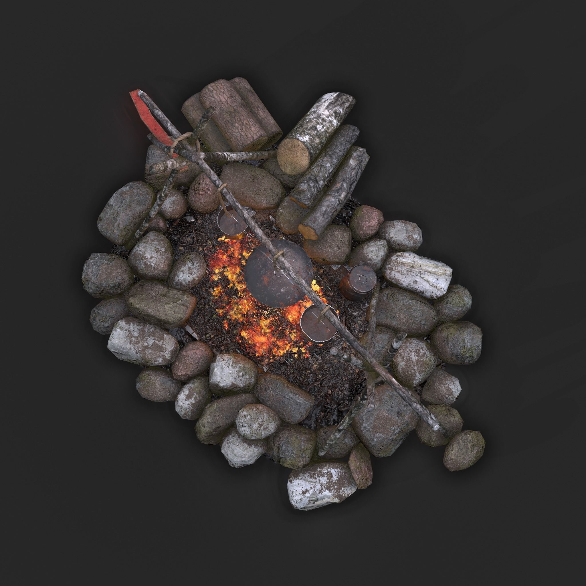 Camping Fire Pit  Low-poly 3D model_22