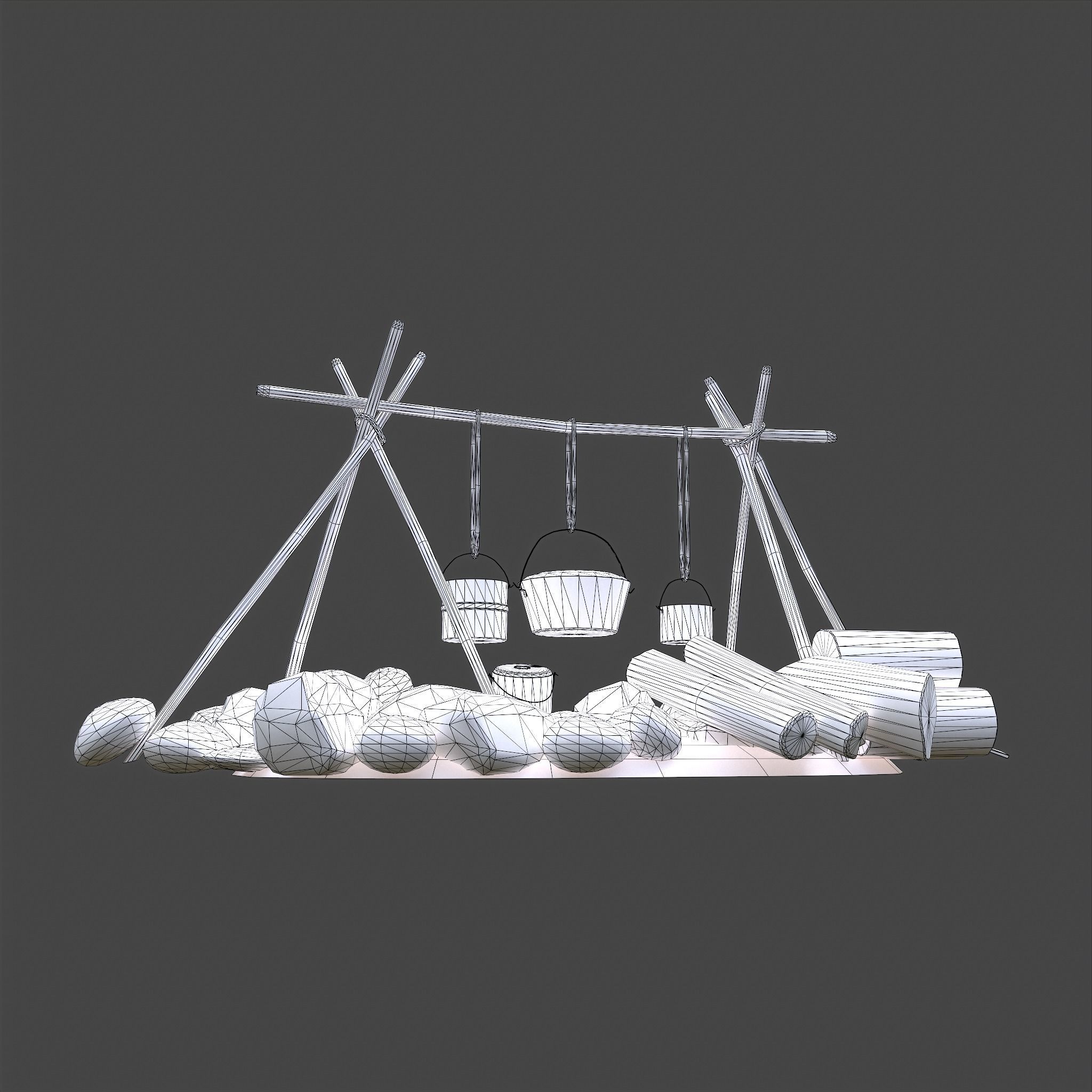 Camping Fire Pit  Low-poly 3D model_31