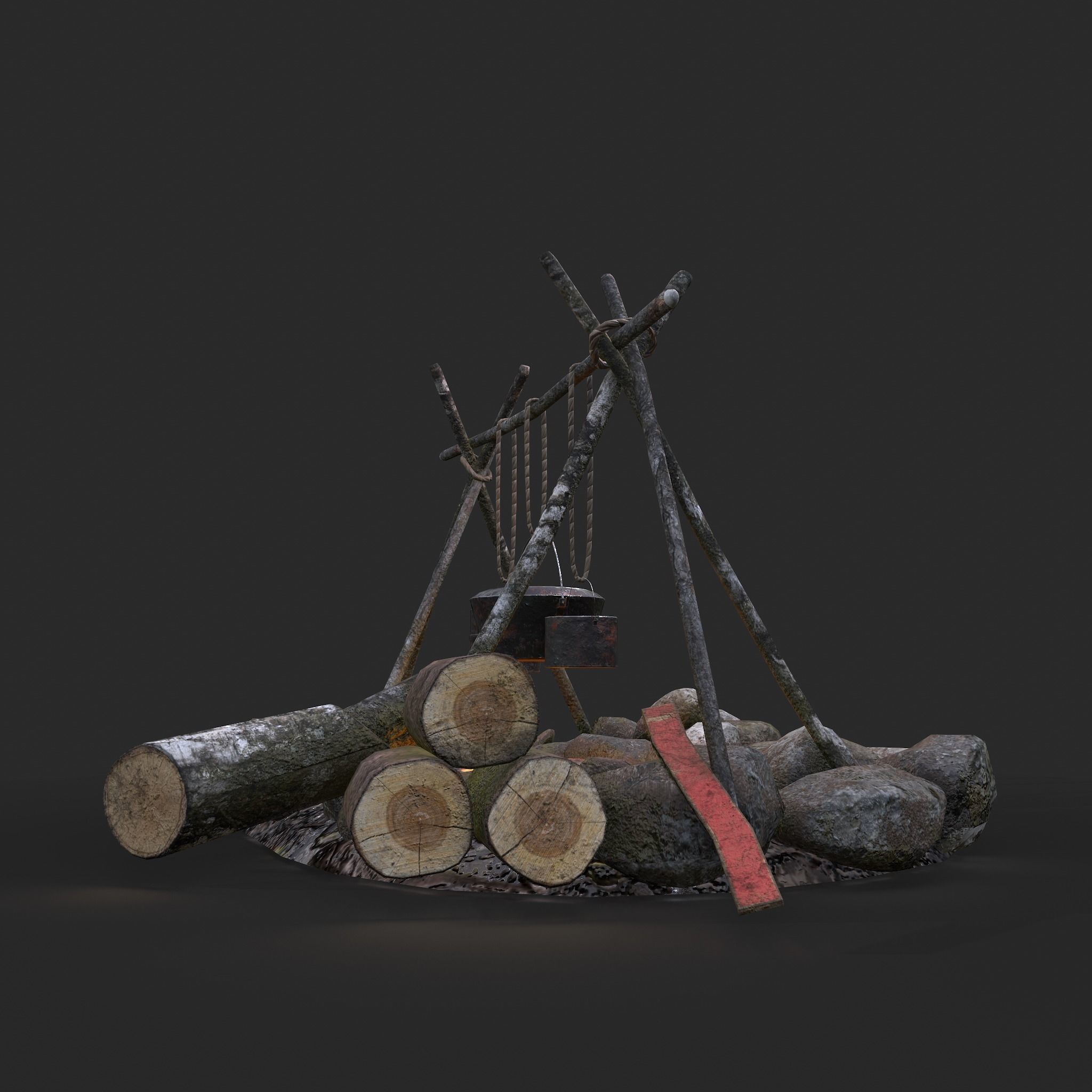Camping Fire Pit  Low-poly 3D model_18