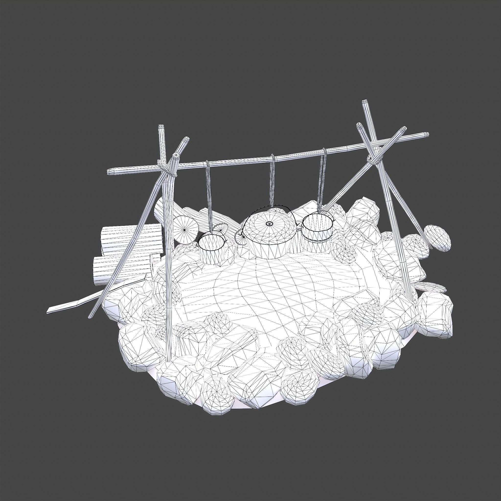 Camping Fire Pit  Low-poly 3D model_36