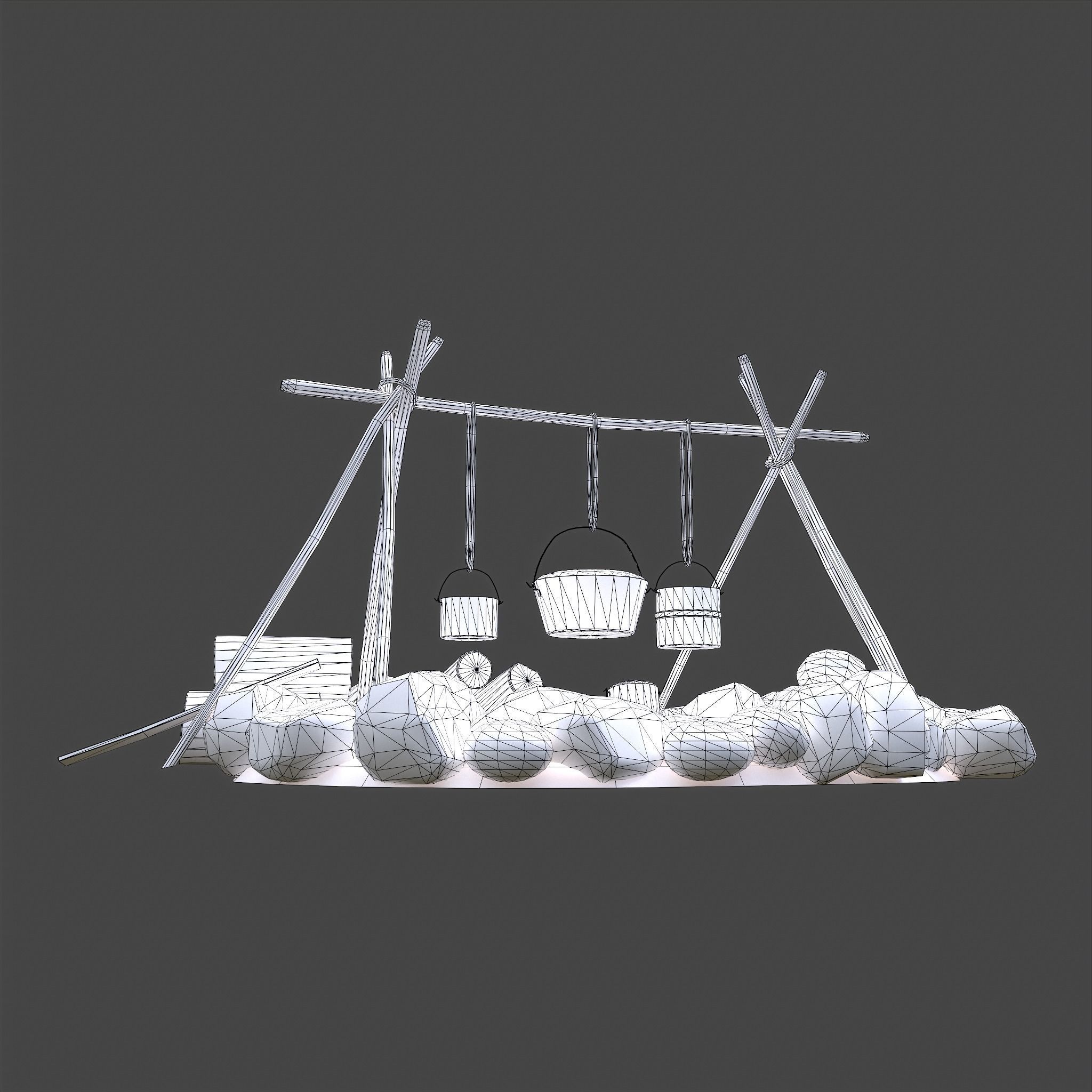 Camping Fire Pit  Low-poly 3D model_33