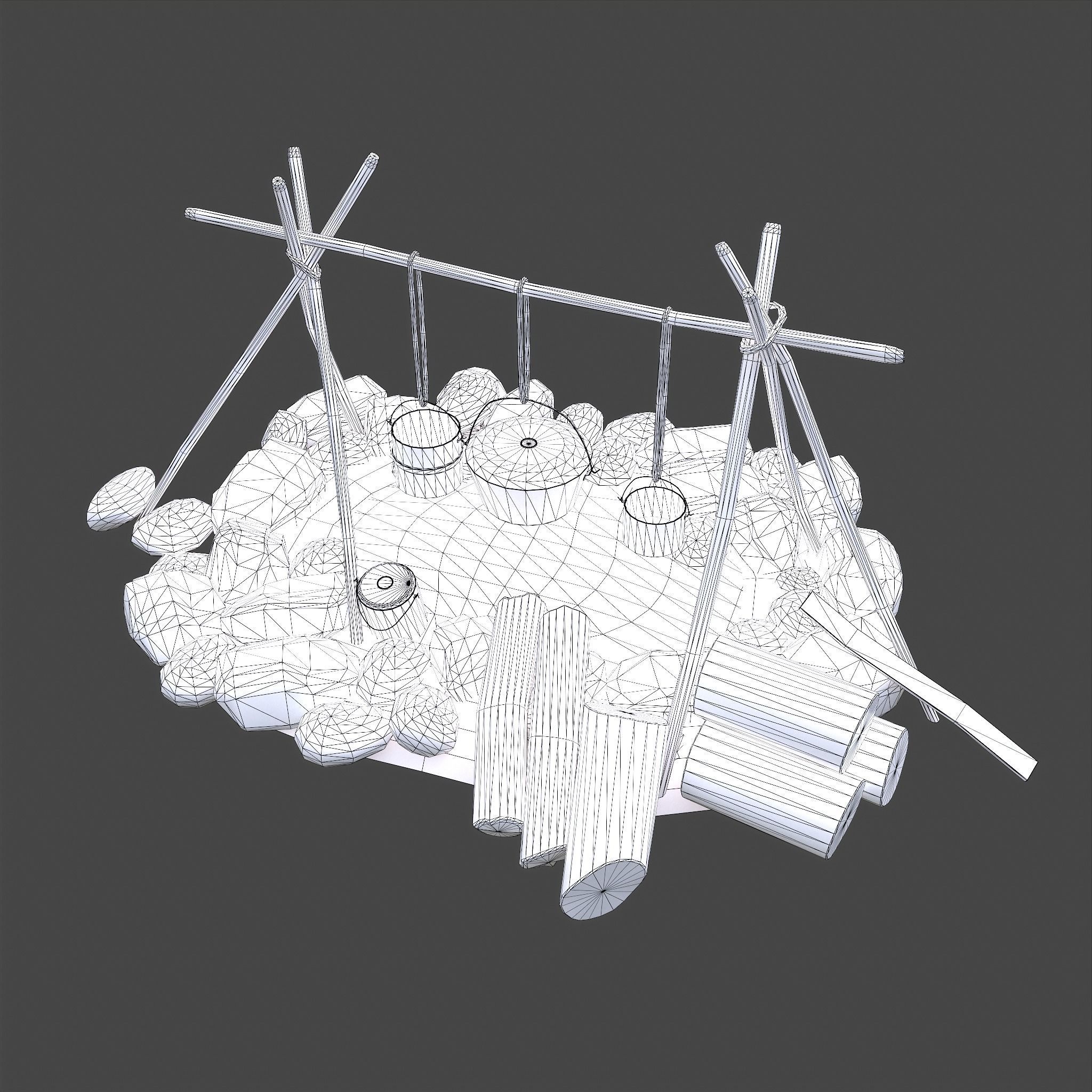 Camping Fire Pit  Low-poly 3D model_29