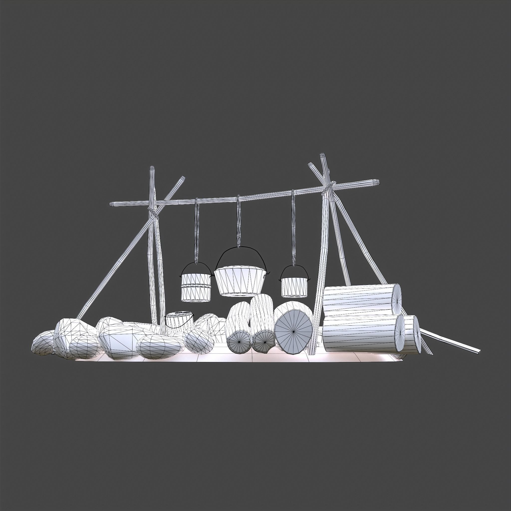 Camping Fire Pit  Low-poly 3D model_32