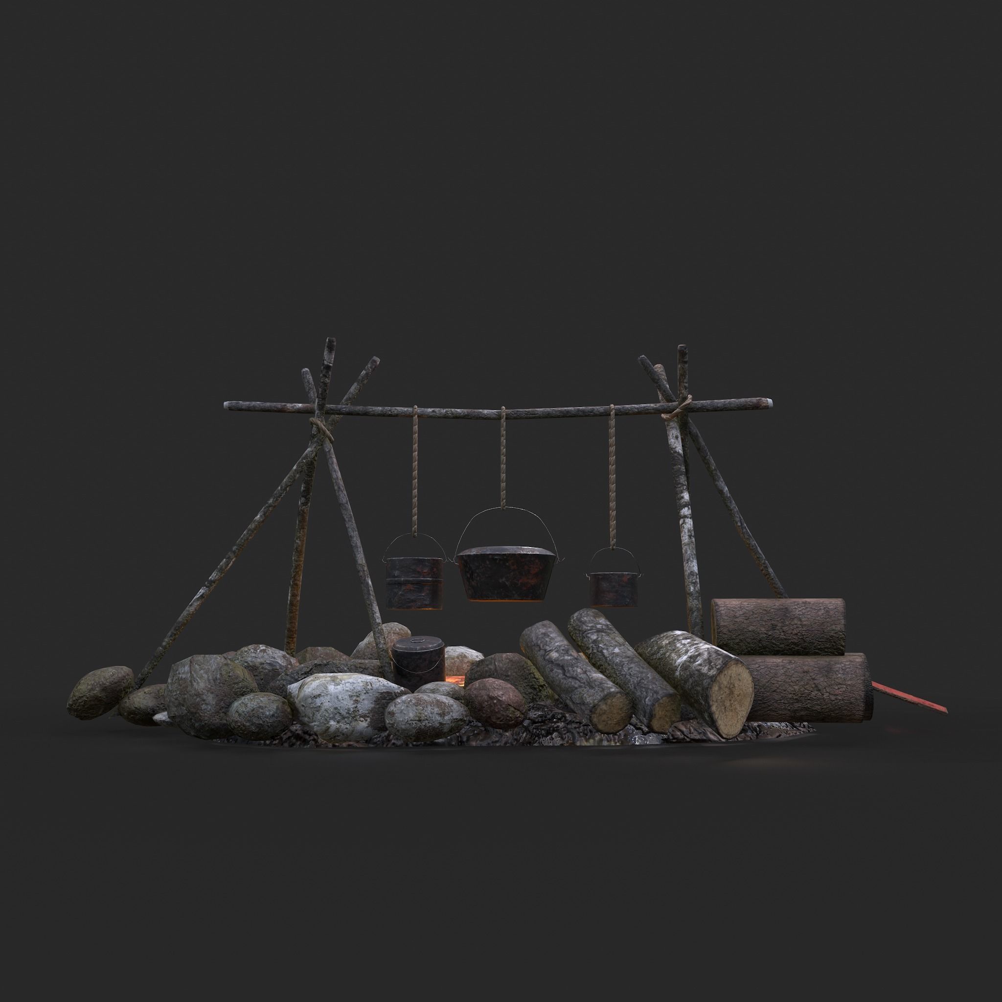 Camping Fire Pit  Low-poly 3D model_15