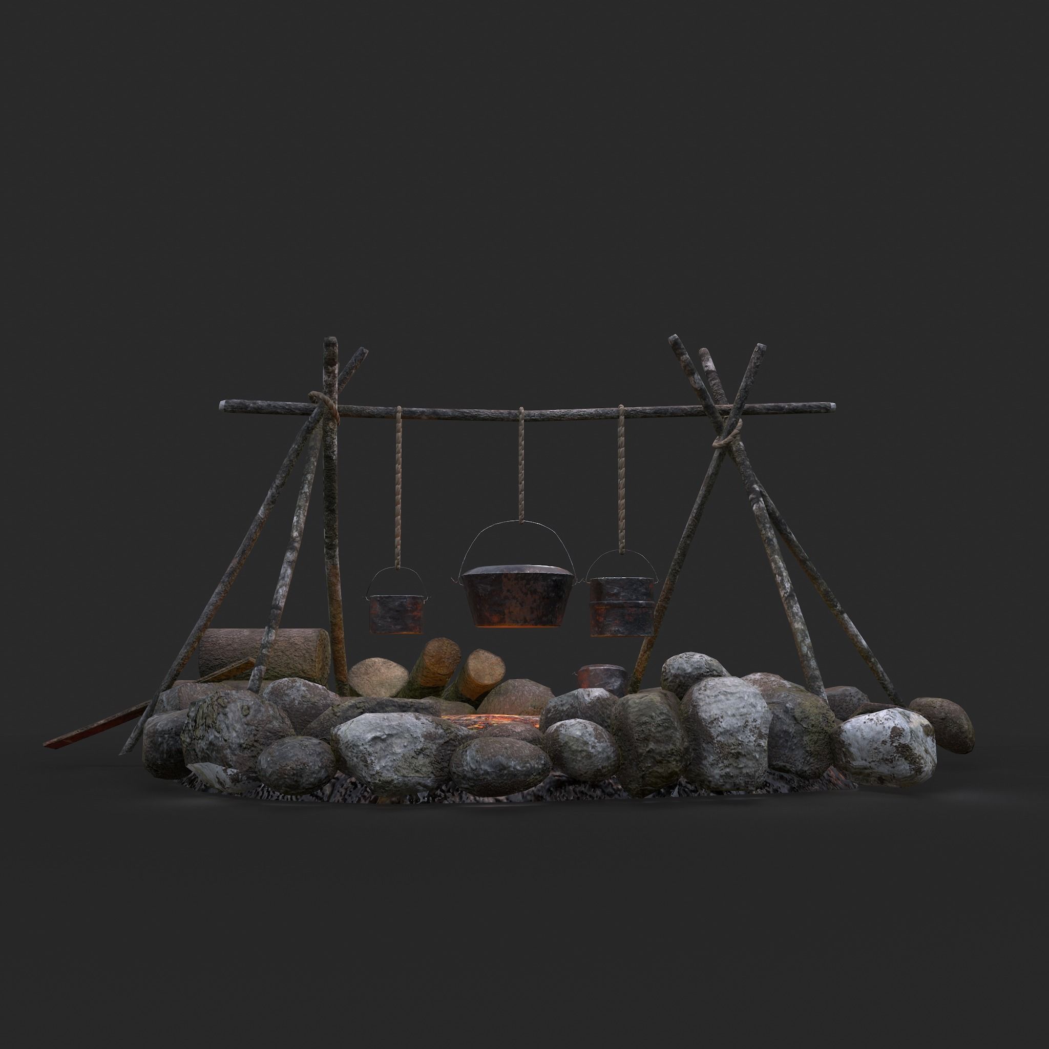 Camping Fire Pit  Low-poly 3D model_12