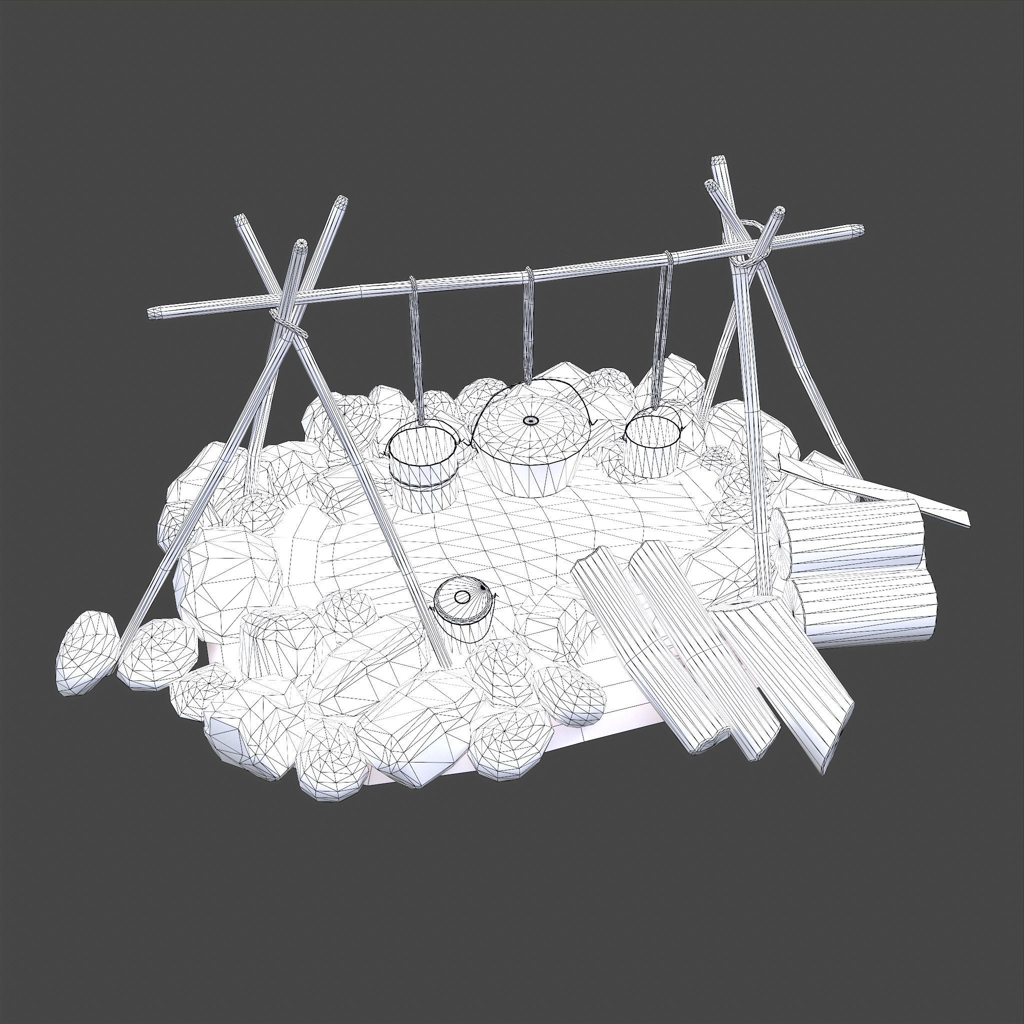 Camping Fire Pit  Low-poly 3D model_34