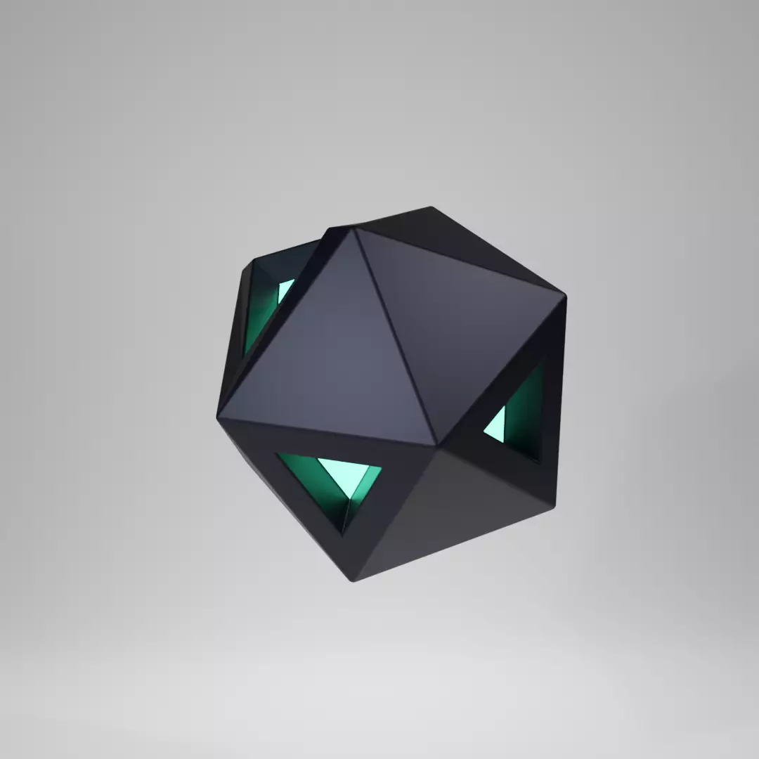 Number 3 cube with lights Free 3D model