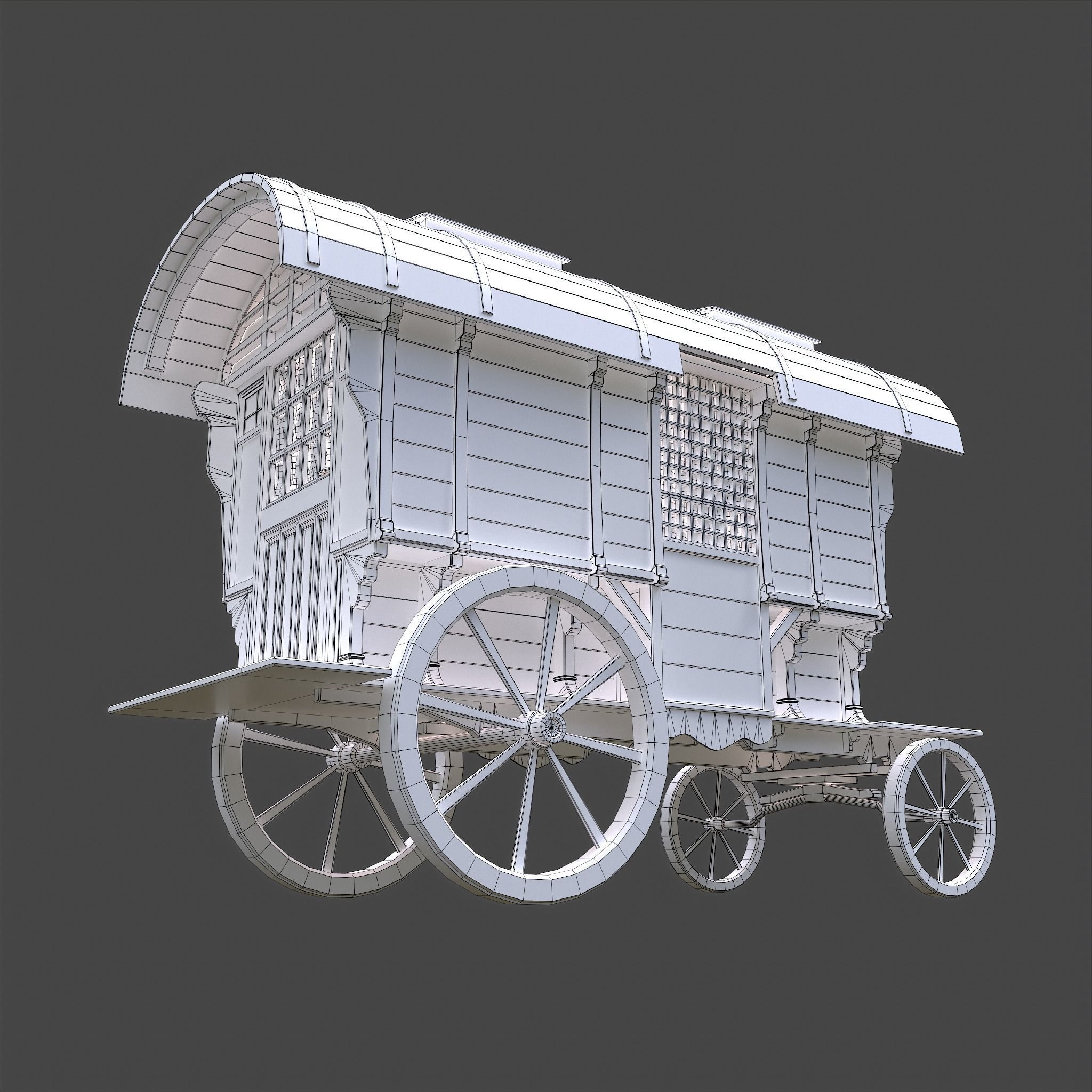 Medieval Wagon Low-poly 3D model_48