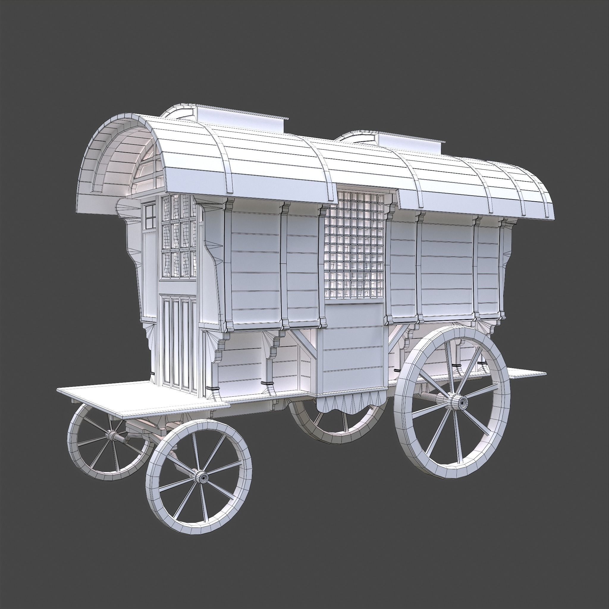 Medieval Wagon Low-poly 3D model_30