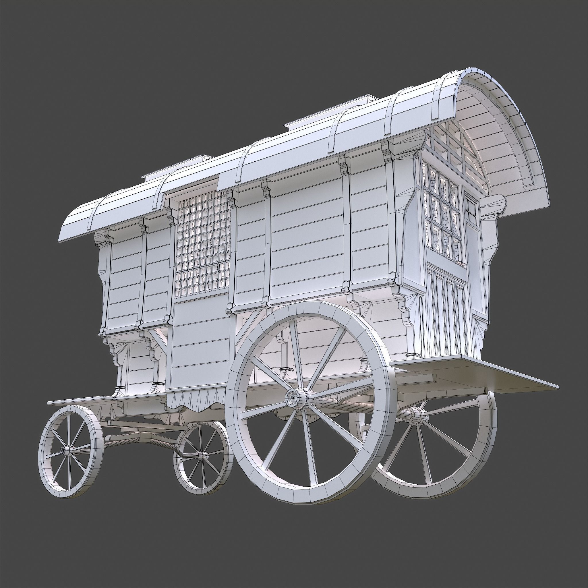 Medieval Wagon Low-poly 3D model_45