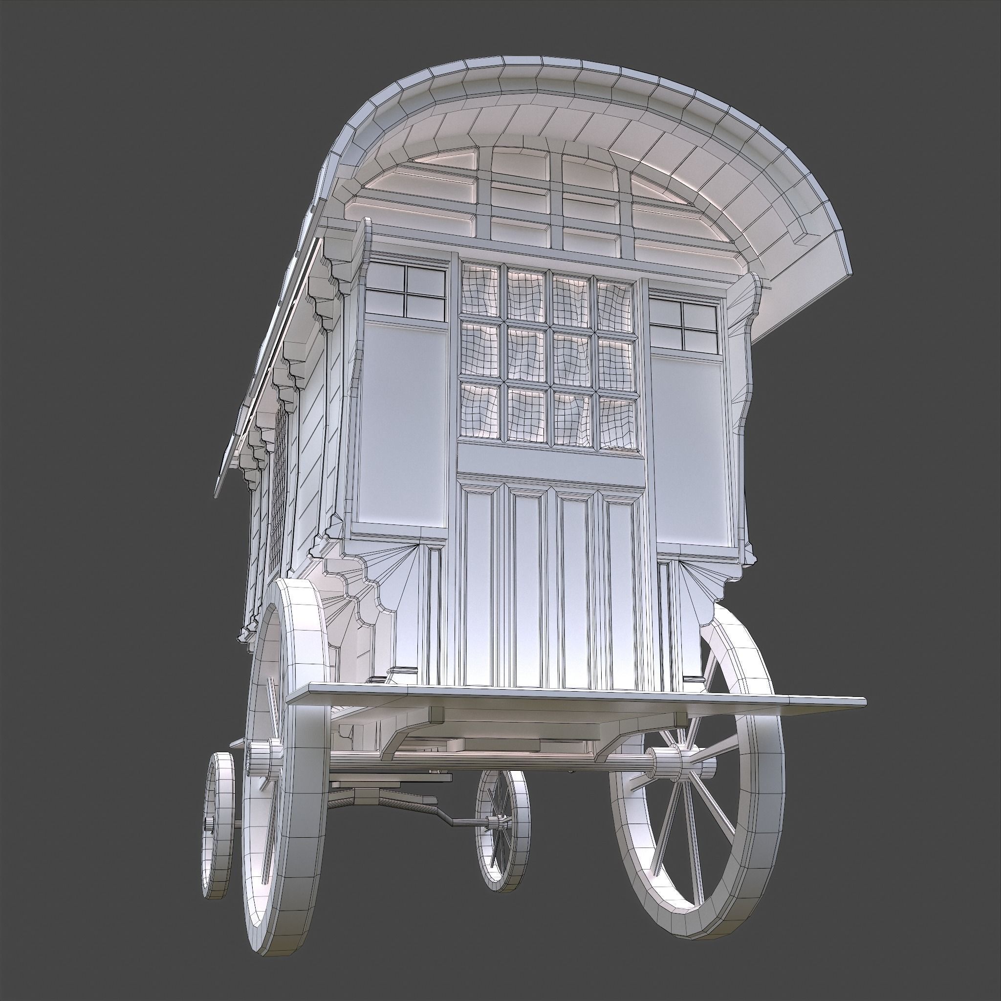 Medieval Wagon Low-poly 3D model_44