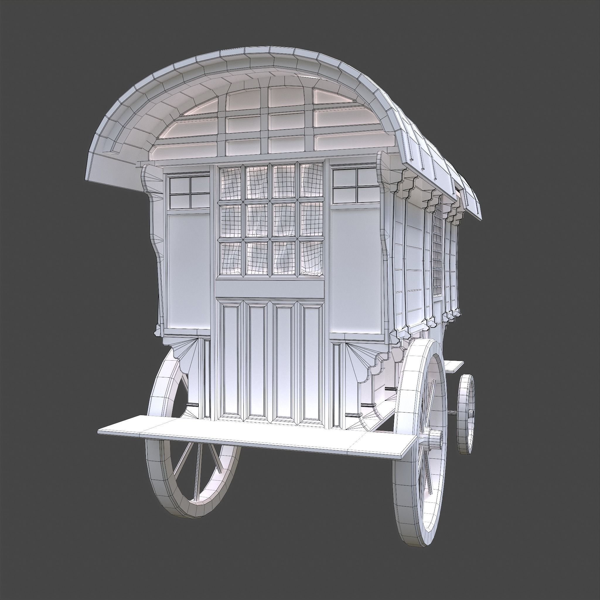 Medieval Wagon Low-poly 3D model_38