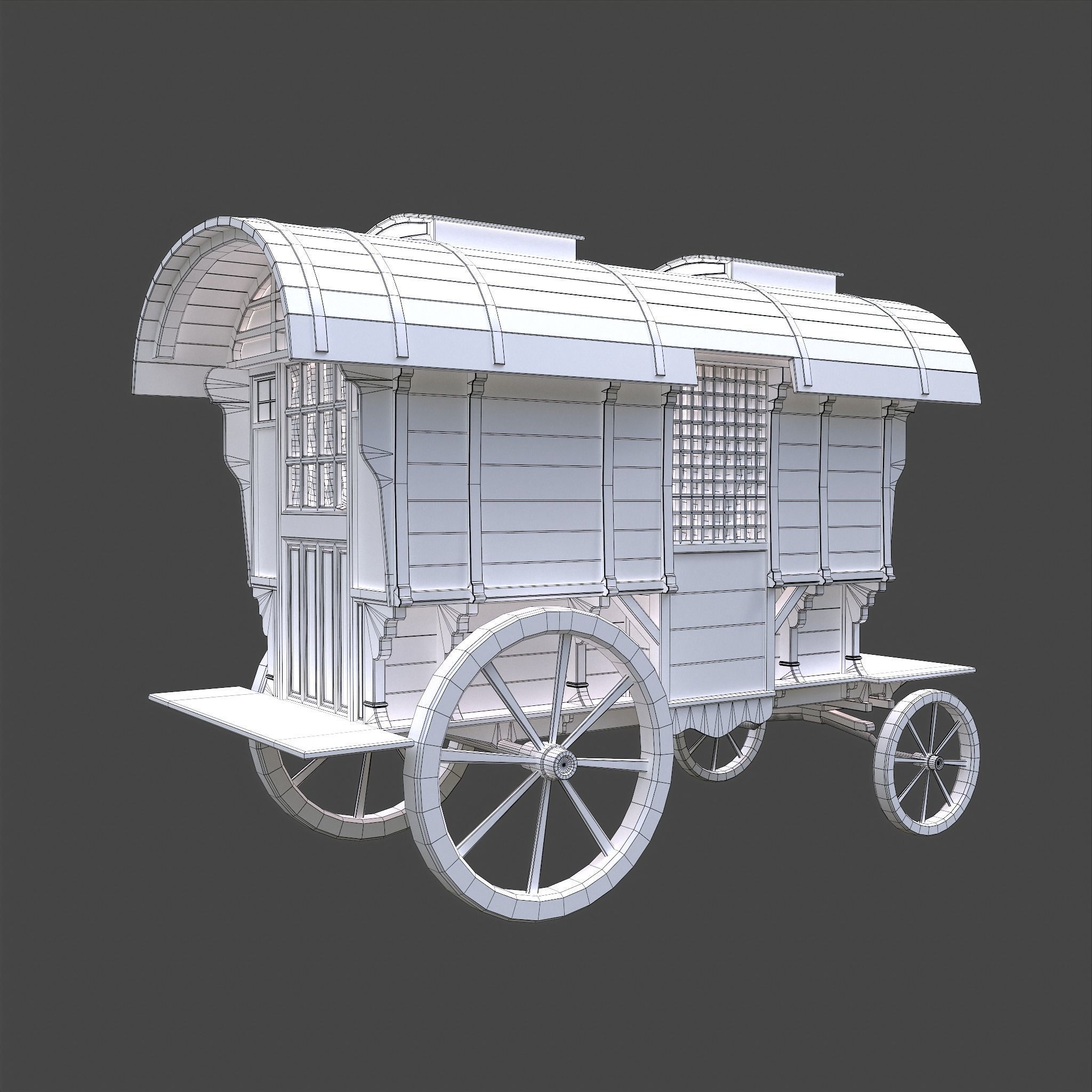 Medieval Wagon Low-poly 3D model_34