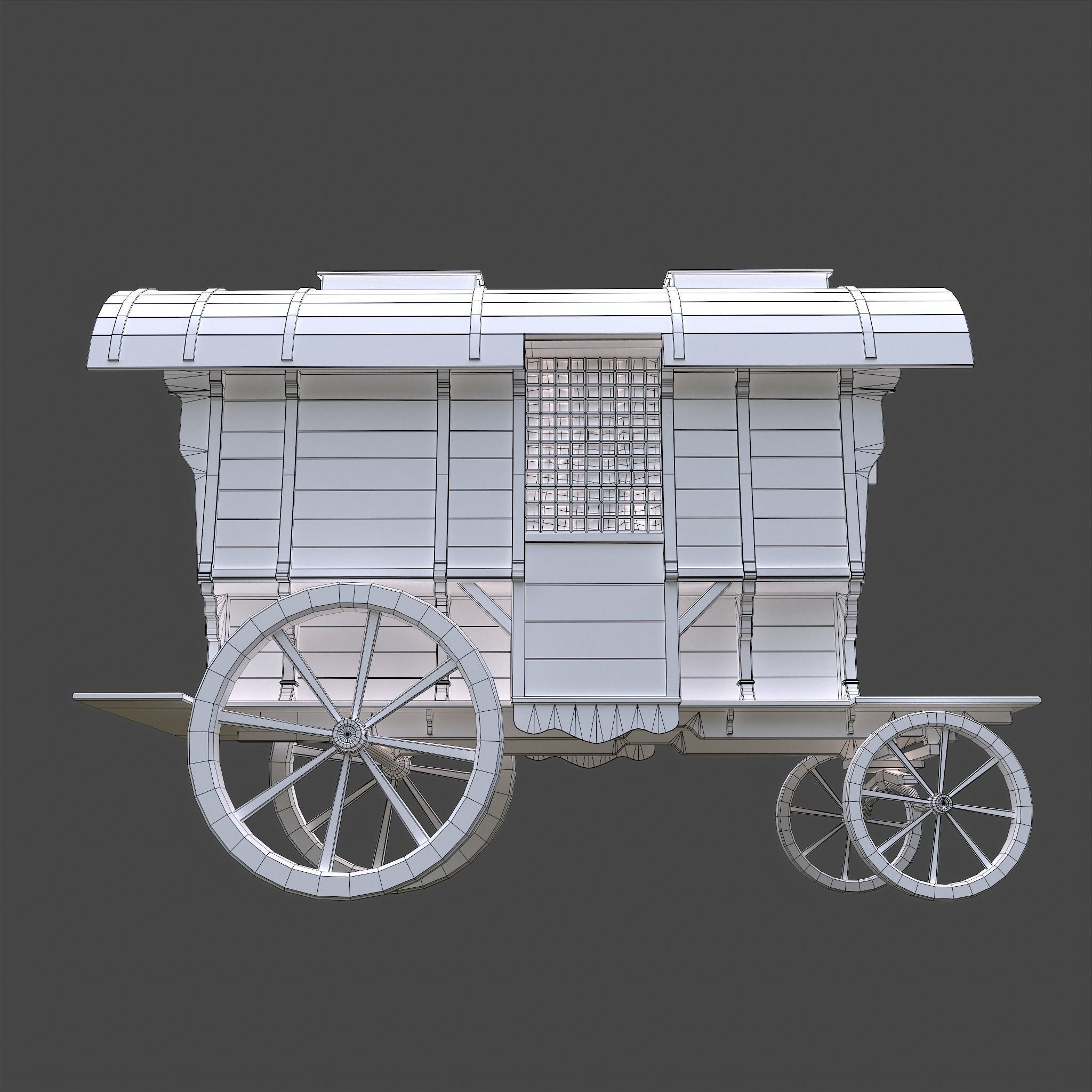 Medieval Wagon Low-poly 3D model_46