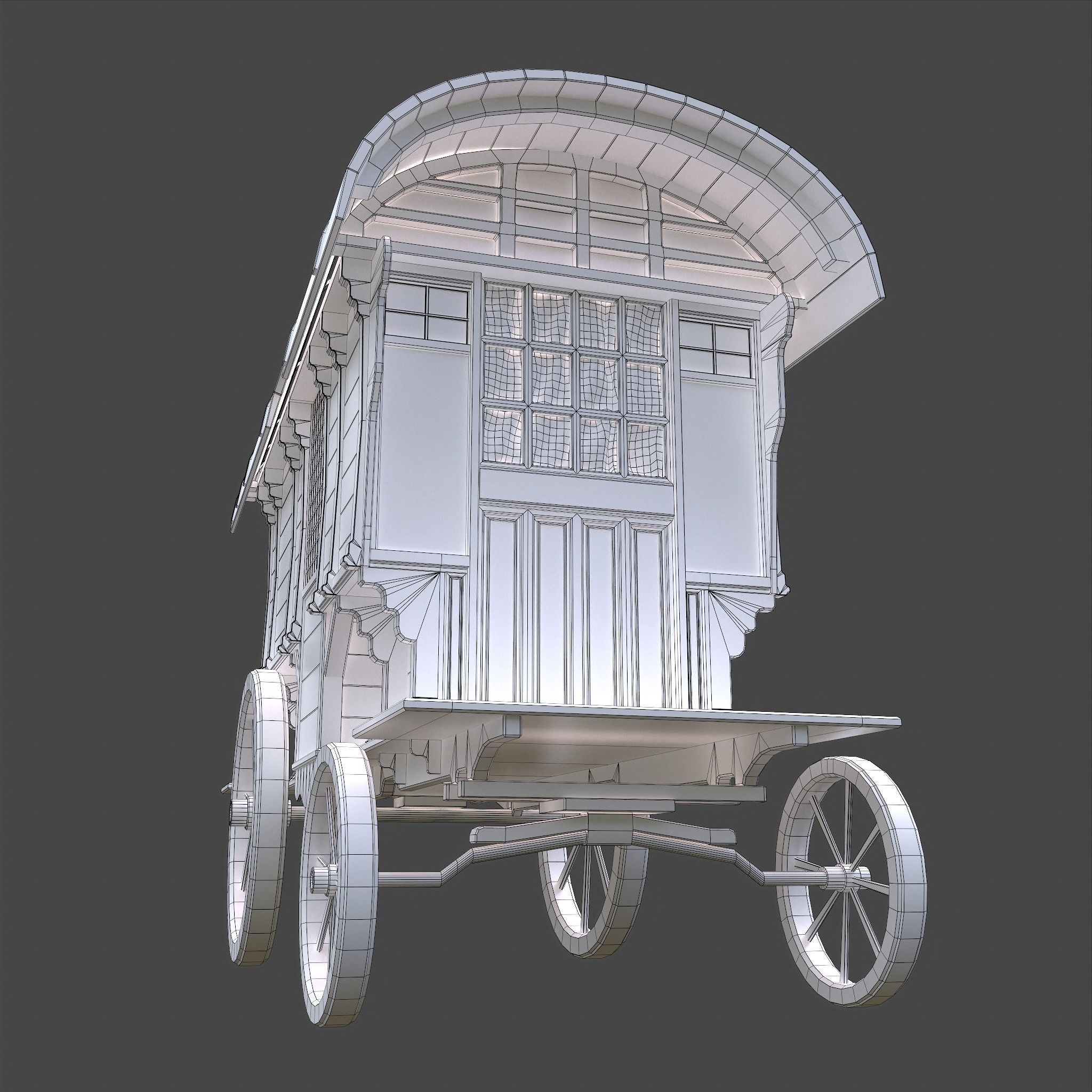 Medieval Wagon Low-poly 3D model_42