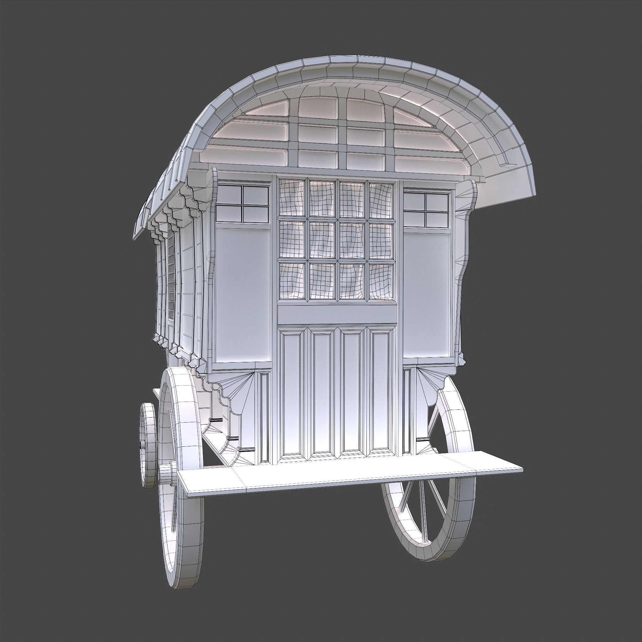 Medieval Wagon Low-poly 3D model_37