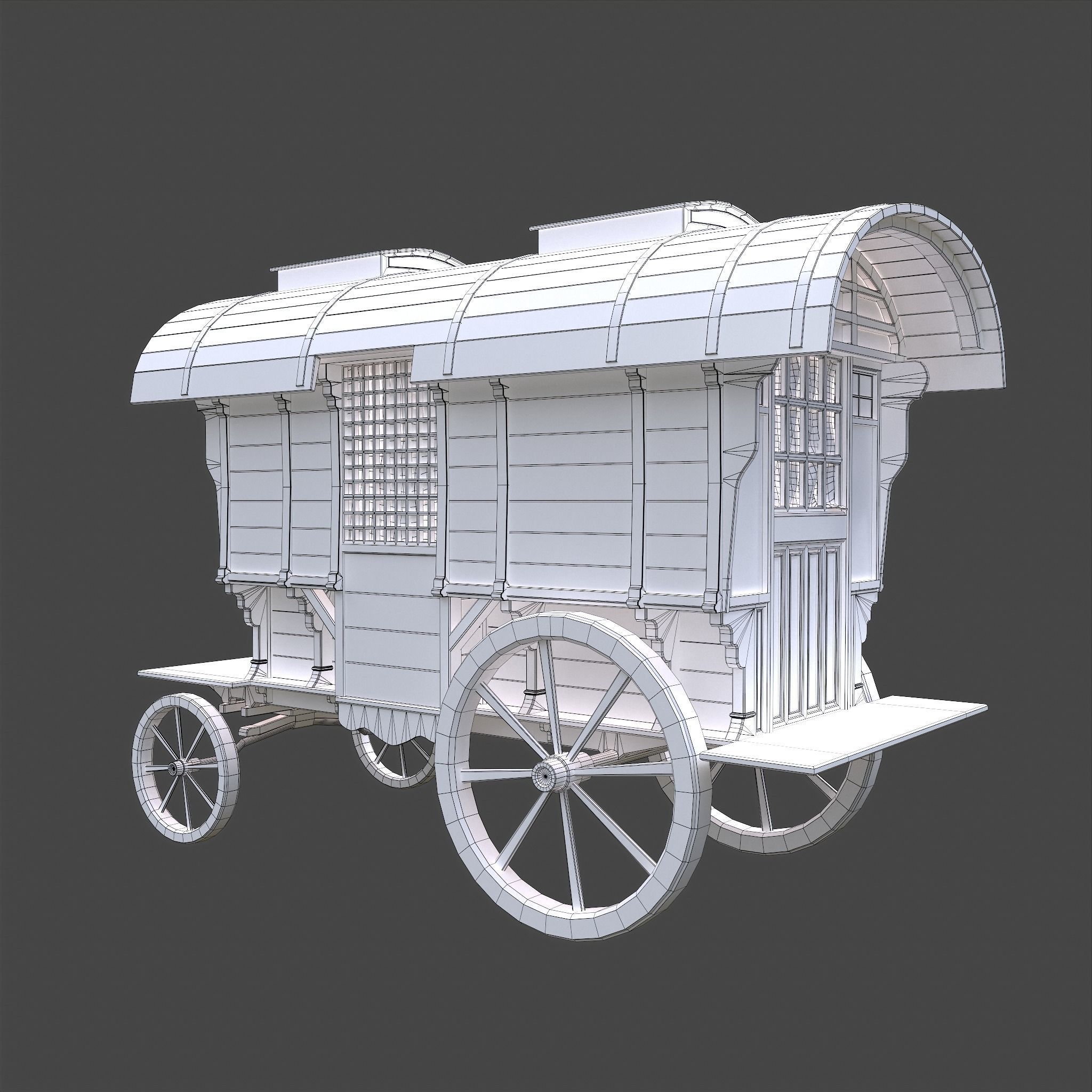 Medieval Wagon Low-poly 3D model_31