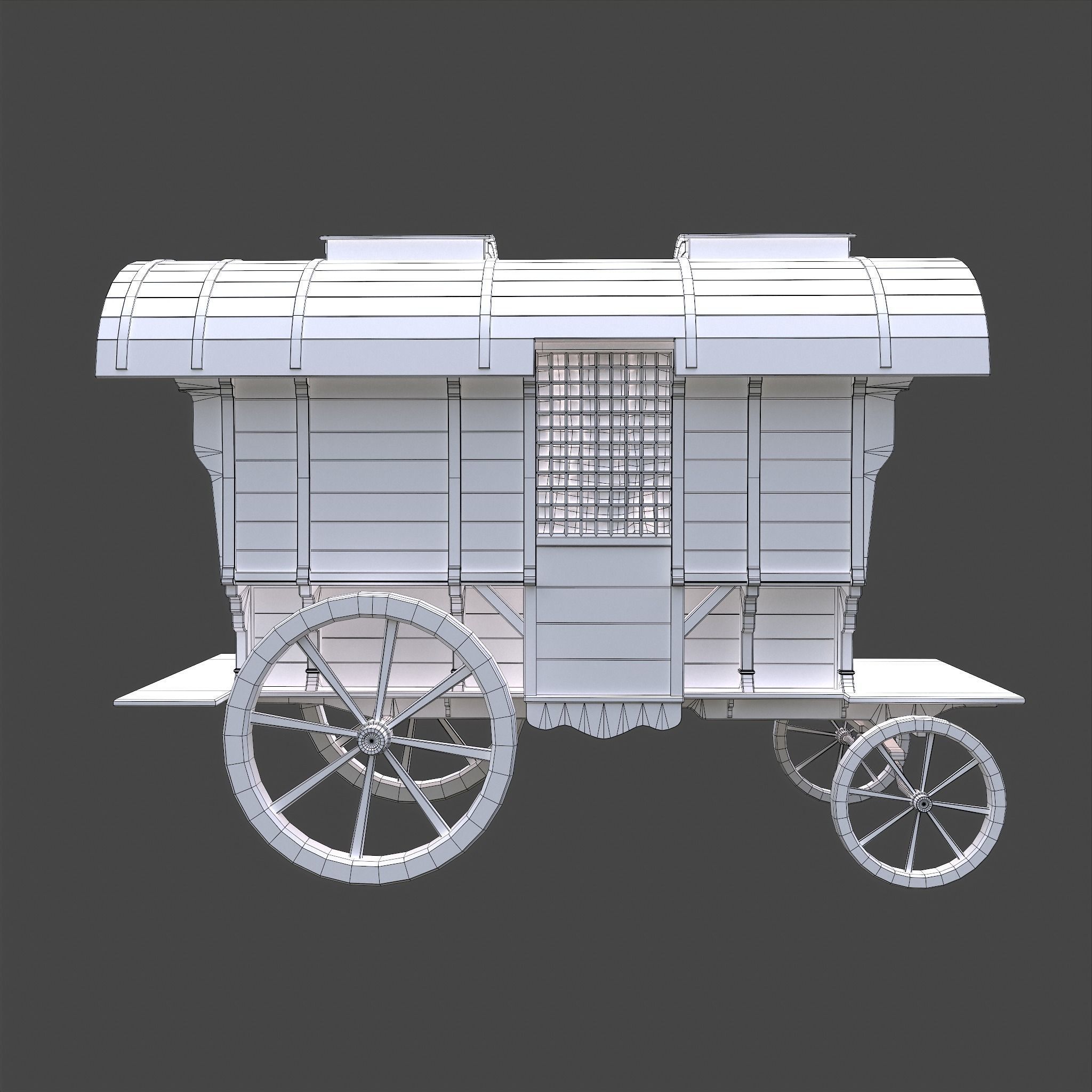 Medieval Wagon Low-poly 3D model_35