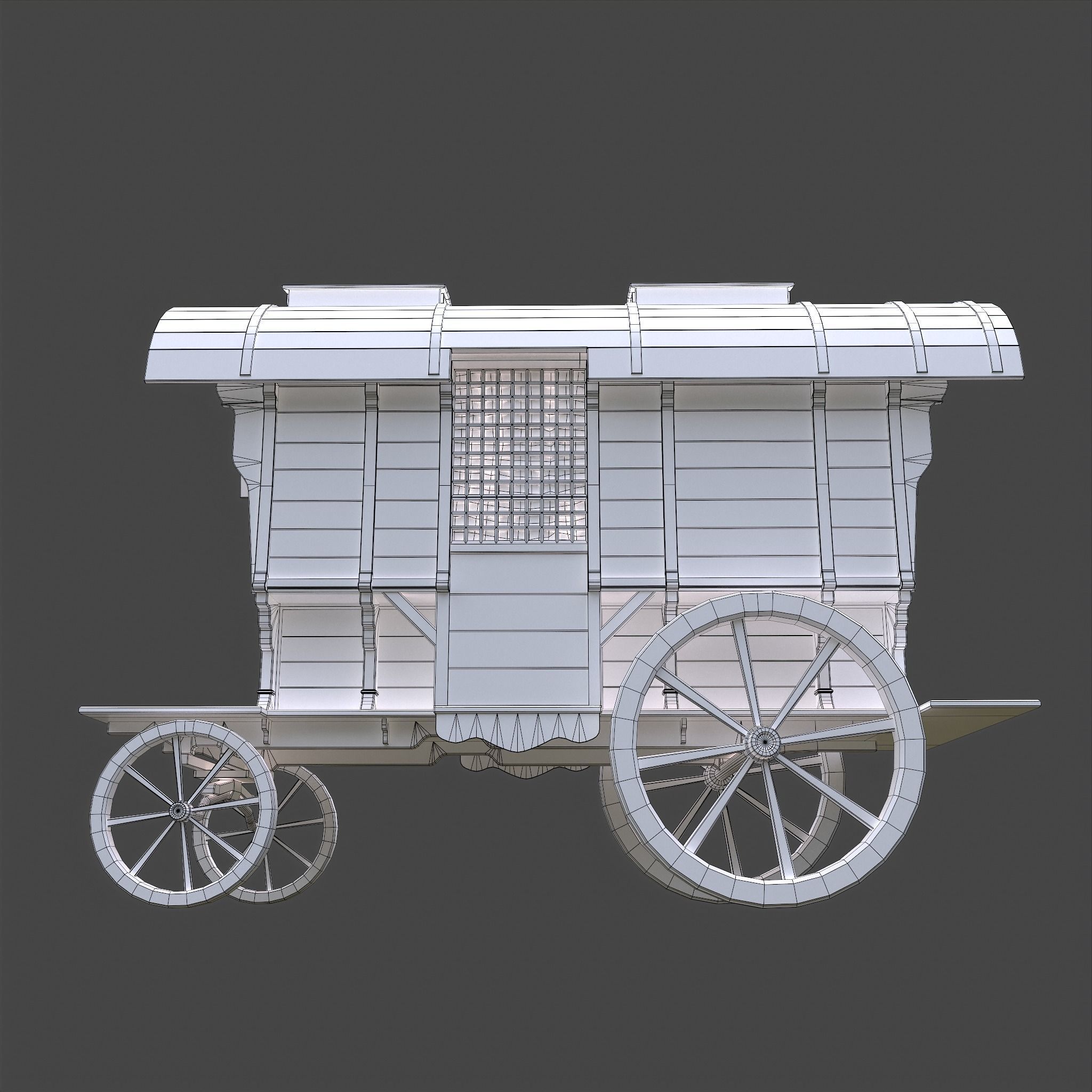 Medieval Wagon Low-poly 3D model_40