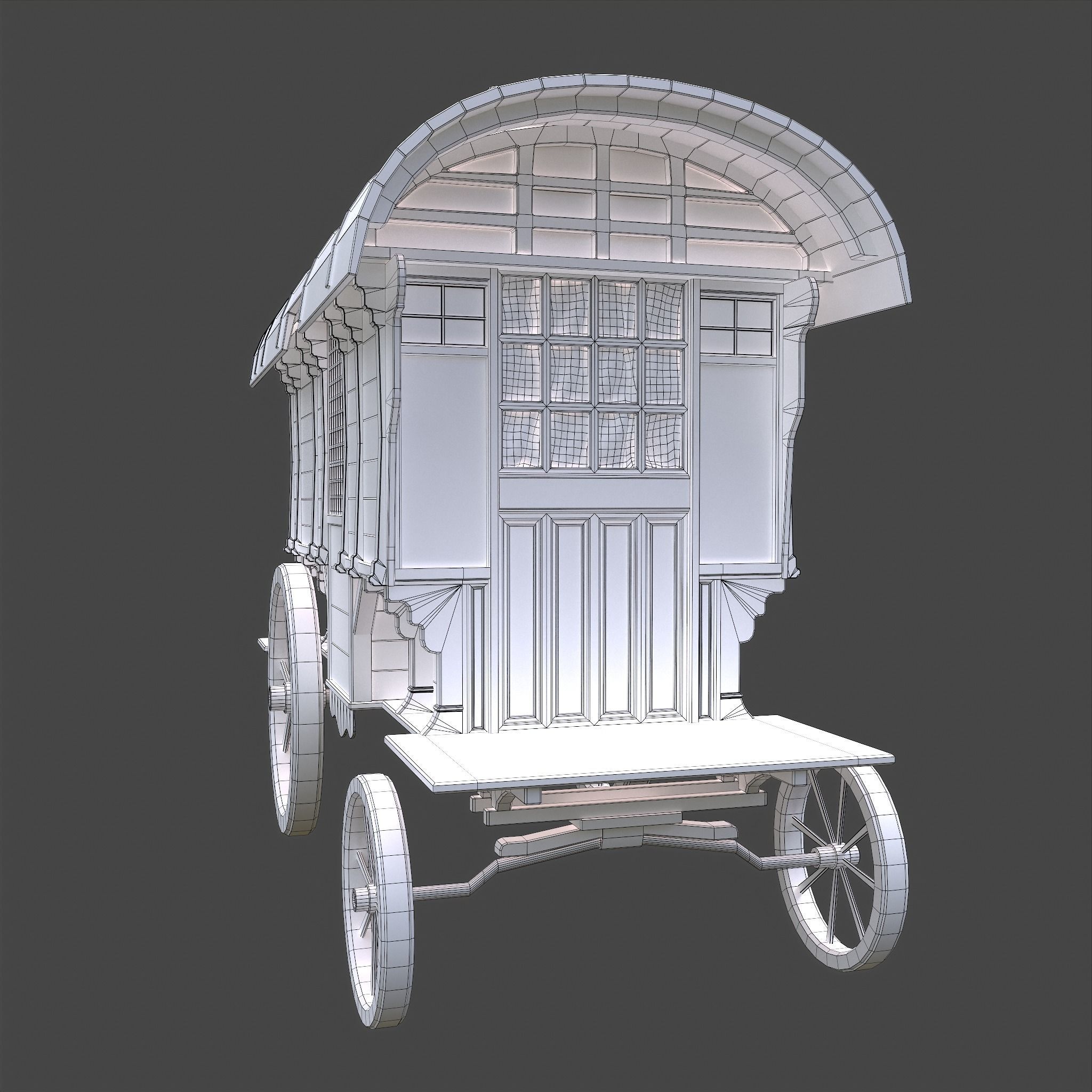 Medieval Wagon Low-poly 3D model_33