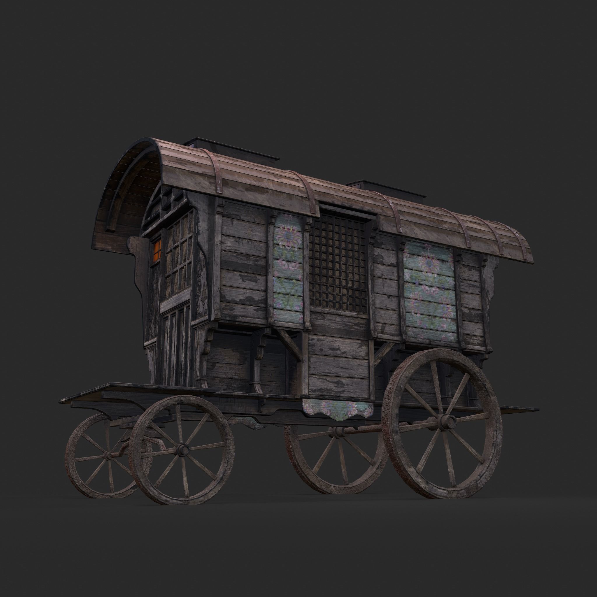 Medieval Wagon Low-poly 3D model_20