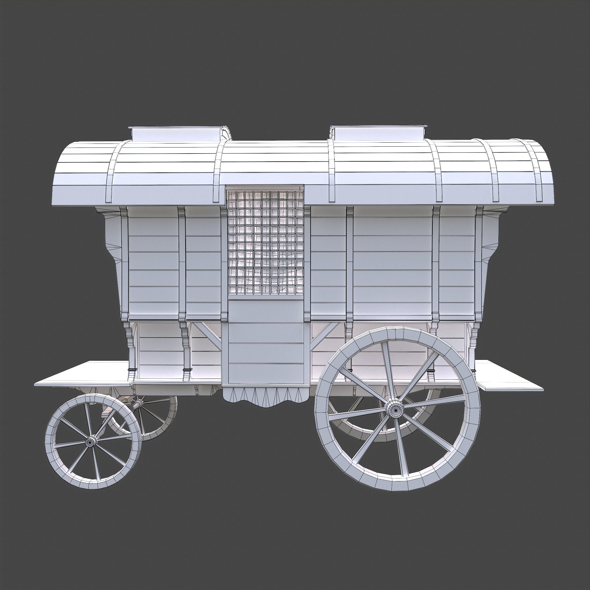 Medieval Wagon Low-poly 3D model_28