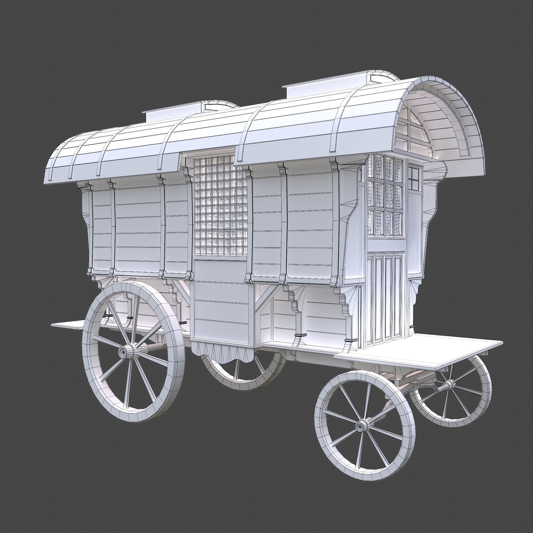 Medieval Wagon Low-poly 3D model_36