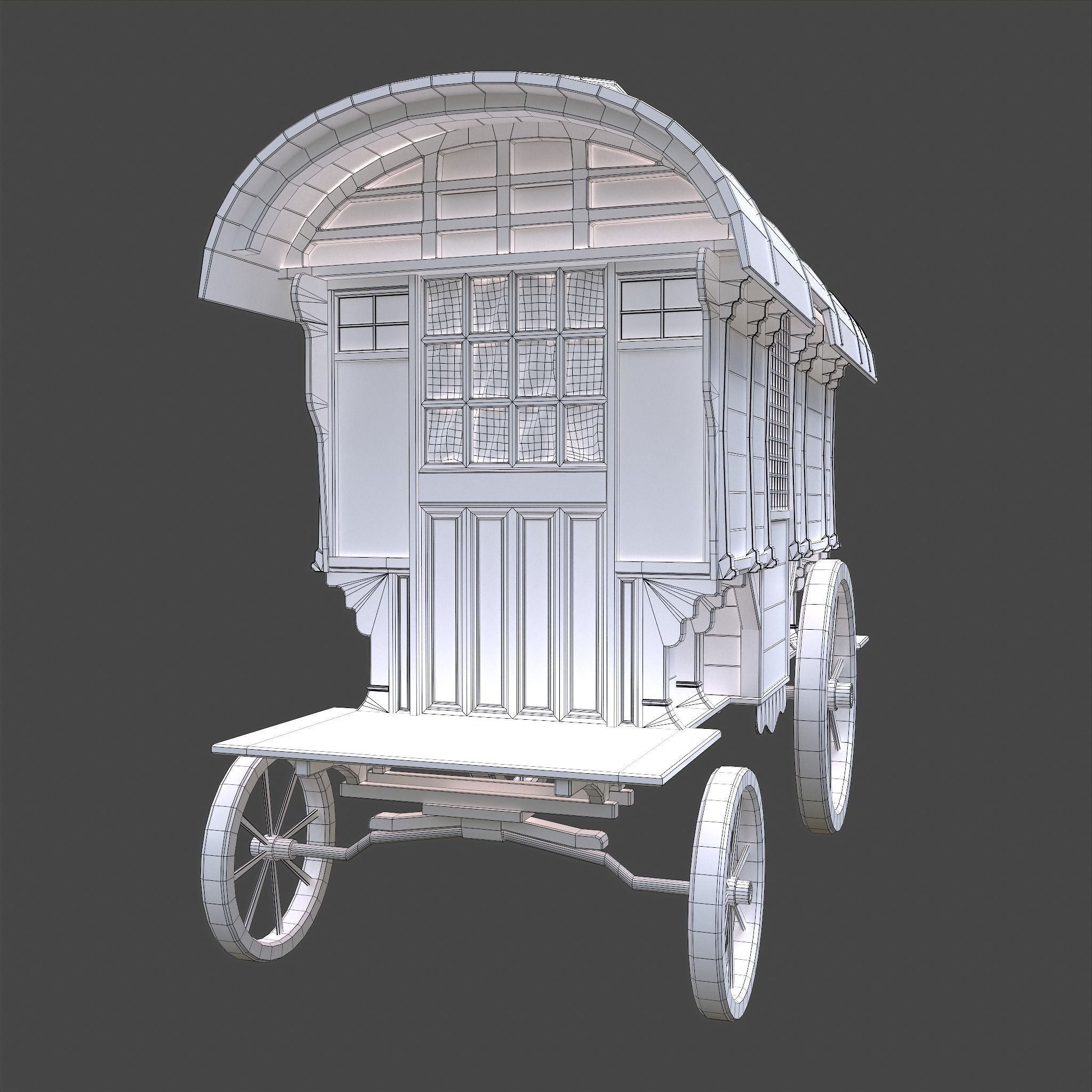 Medieval Wagon Low-poly 3D model_32