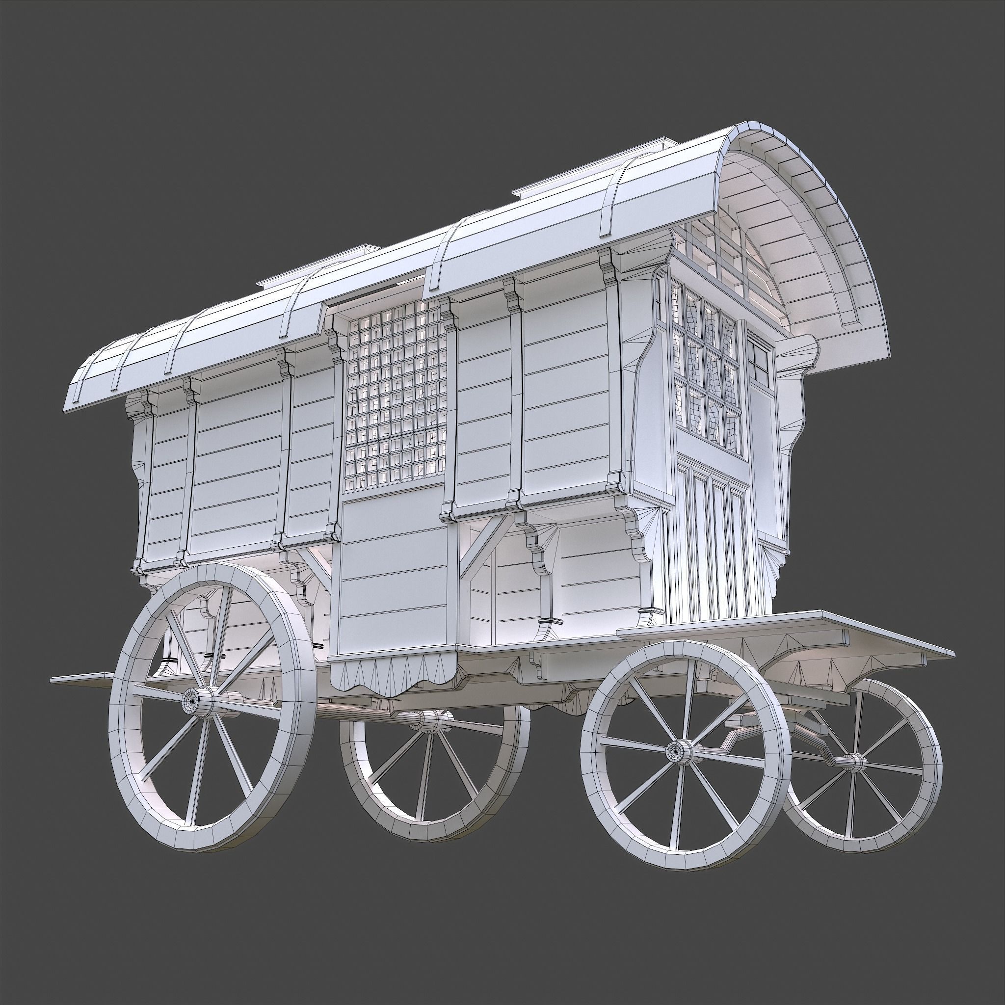 Medieval Wagon Low-poly 3D model_43