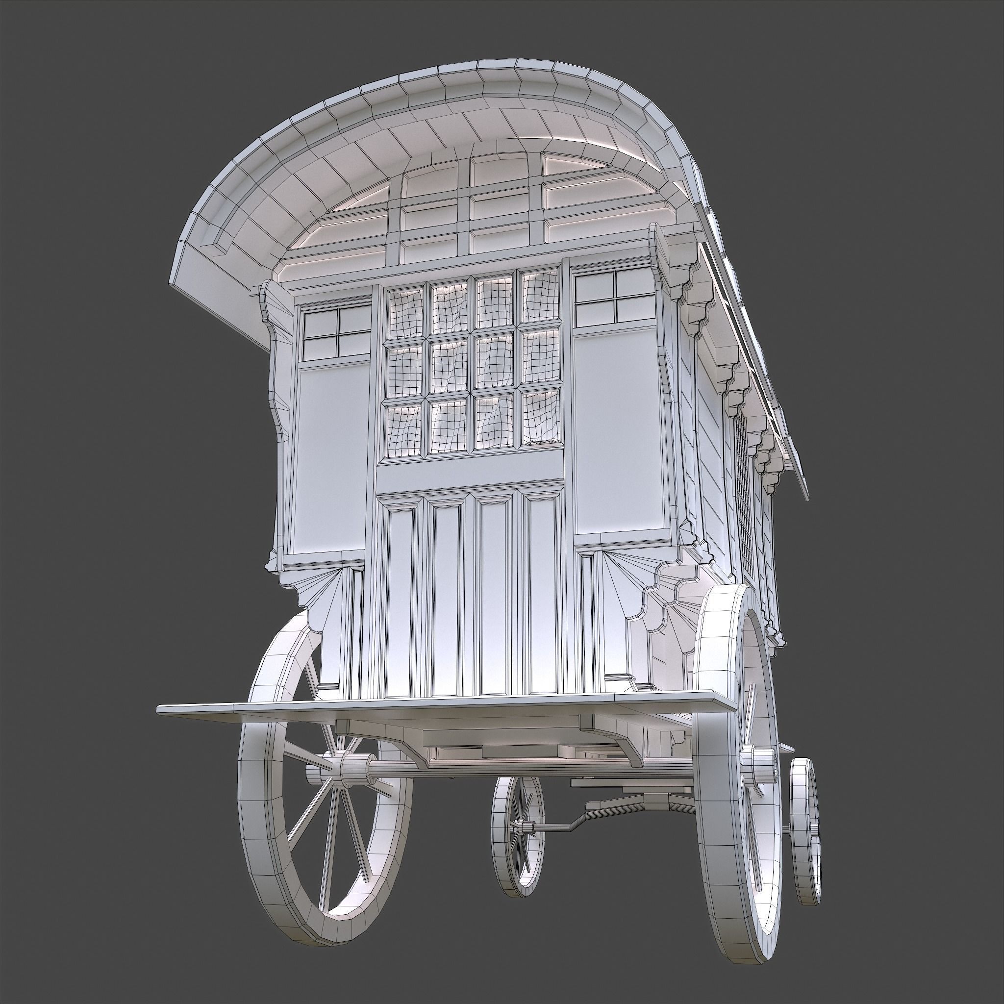 Medieval Wagon Low-poly 3D model_47