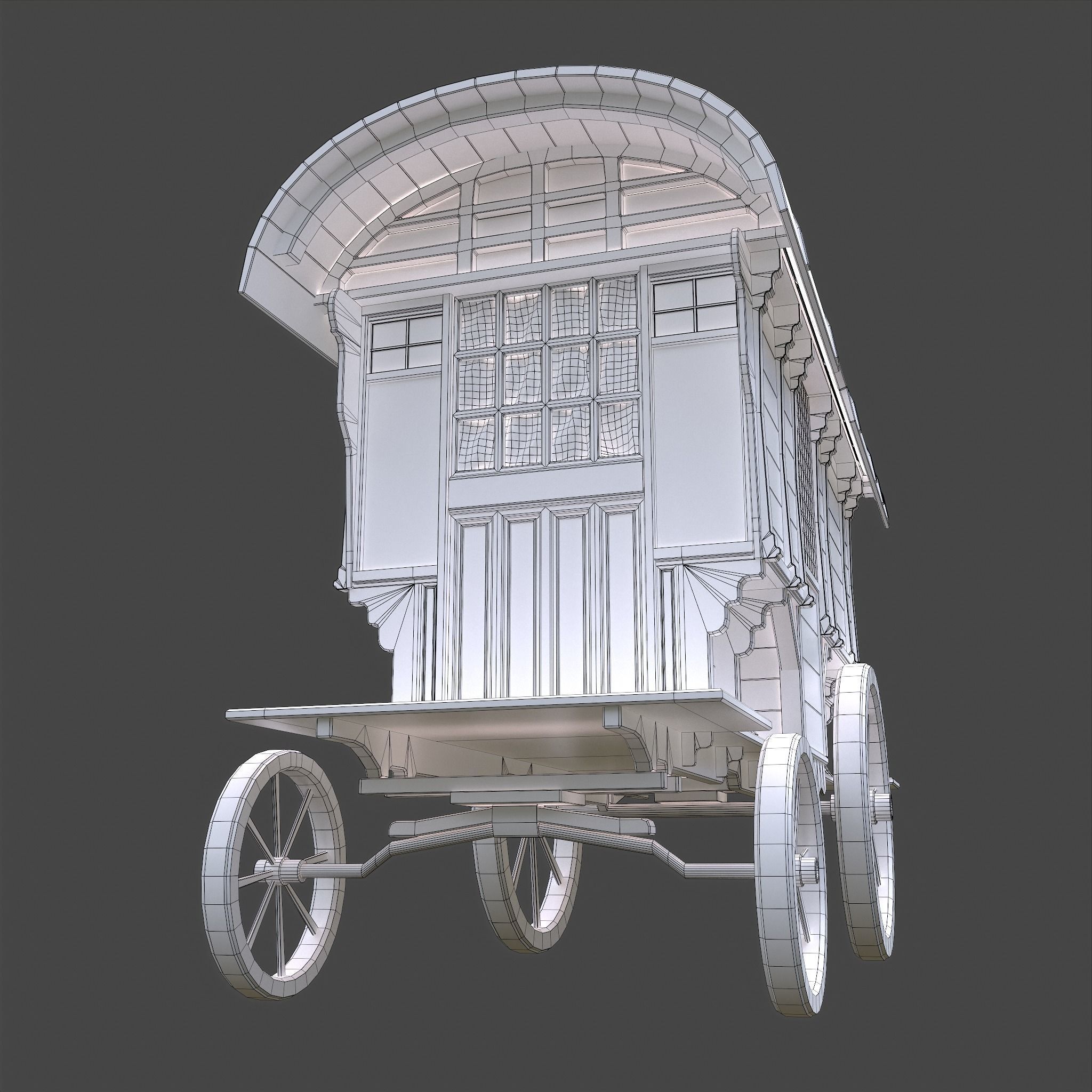 Medieval Wagon Low-poly 3D model_39