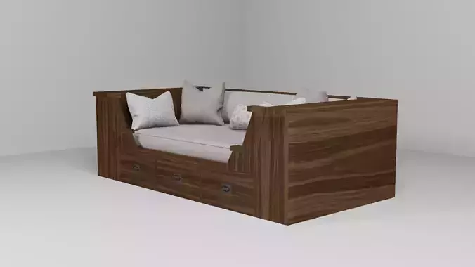 Daybed with drawers and pillows